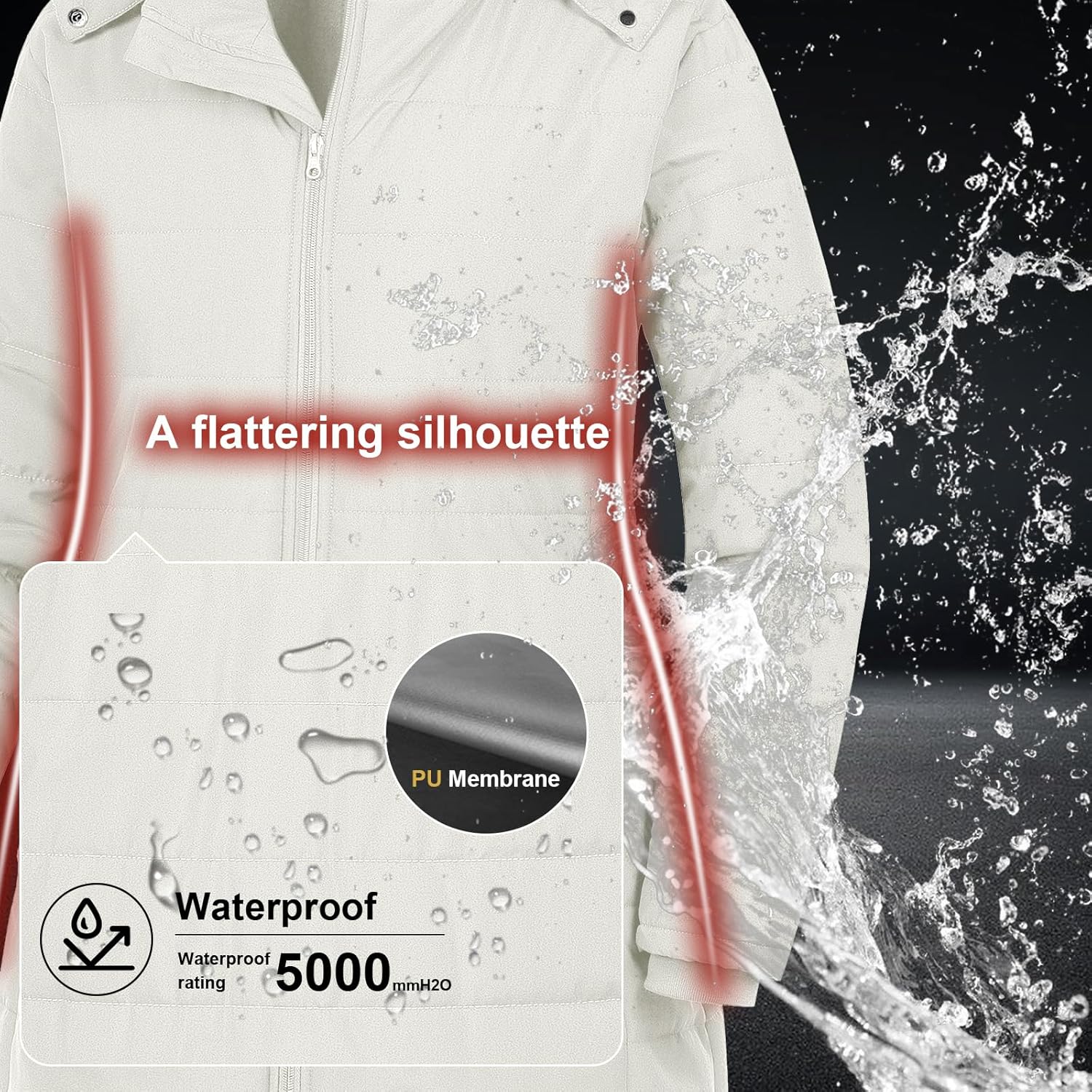 Chrisuno Women's Plus Size Winter Puffer Jacket Warm Long Winter Coats Quilted Waterproof Fleece Lined Detachable Fur Hood - Image 4