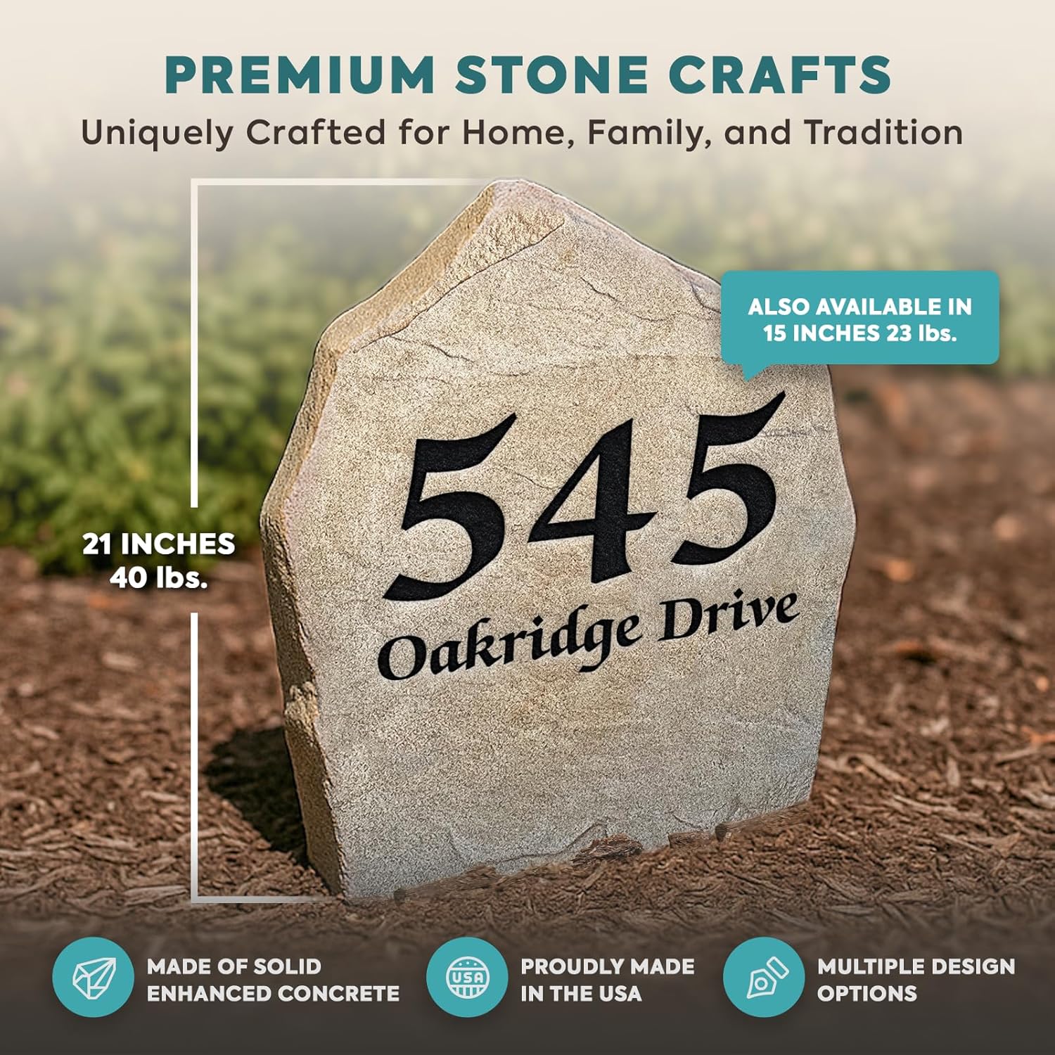 Personalized Elegant Address Stone - Address Sign Garden Stone - Sandstone 21" x 21" - Address Marker by Design A Stone