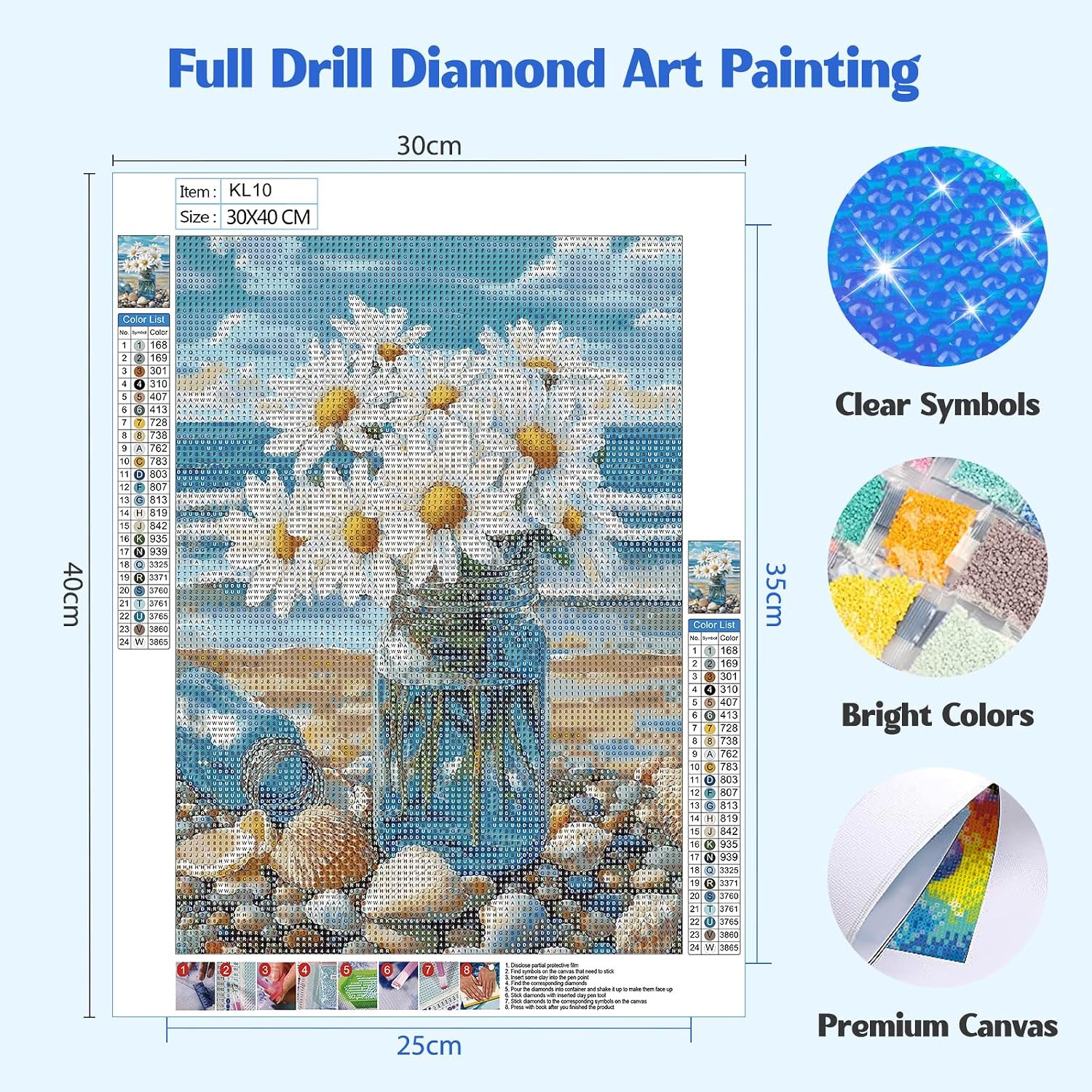 MISCER Flower Diamond Art Kits for Adults, Ocean Diamond Painting Kits for Beginners, 5D Full Drill Round Paint with Diamonds Pictures, Gem Art Painting DIY Crafts Kit Decor 12x16inch image 2