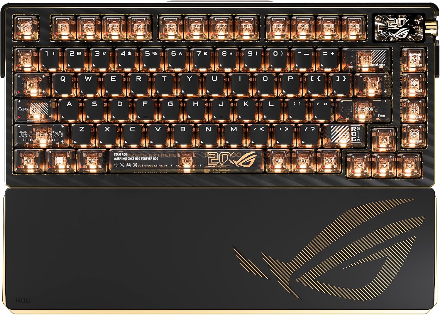 ROG 20th Edition Azoth Extreme – Wireless Mechanical Gaming Keyboard – 75% TKL, ROG NX Snow V2 Linear Switch, Aluminum Chassis, Carbon Fiber, Color OLED Screen, 24K Gold-Plated