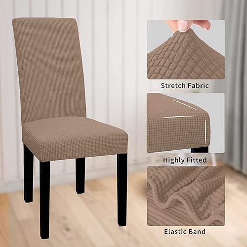 Miniatura 4 de Easy-Going Juego de 4 fundas 100% impermeables para sillas de comedor, diseño jacquard elástico, extraíble y lavable, protector de silla para el