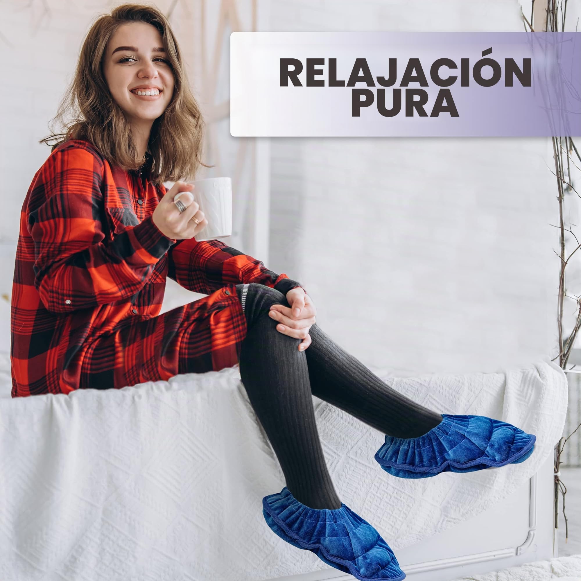 ICEHOF Calcetines térmicos con Semillas de Lino y Lavanda - Zapatillas de Estar por casa calentables en microondas - Calcetines térmicos para pies Calientes
