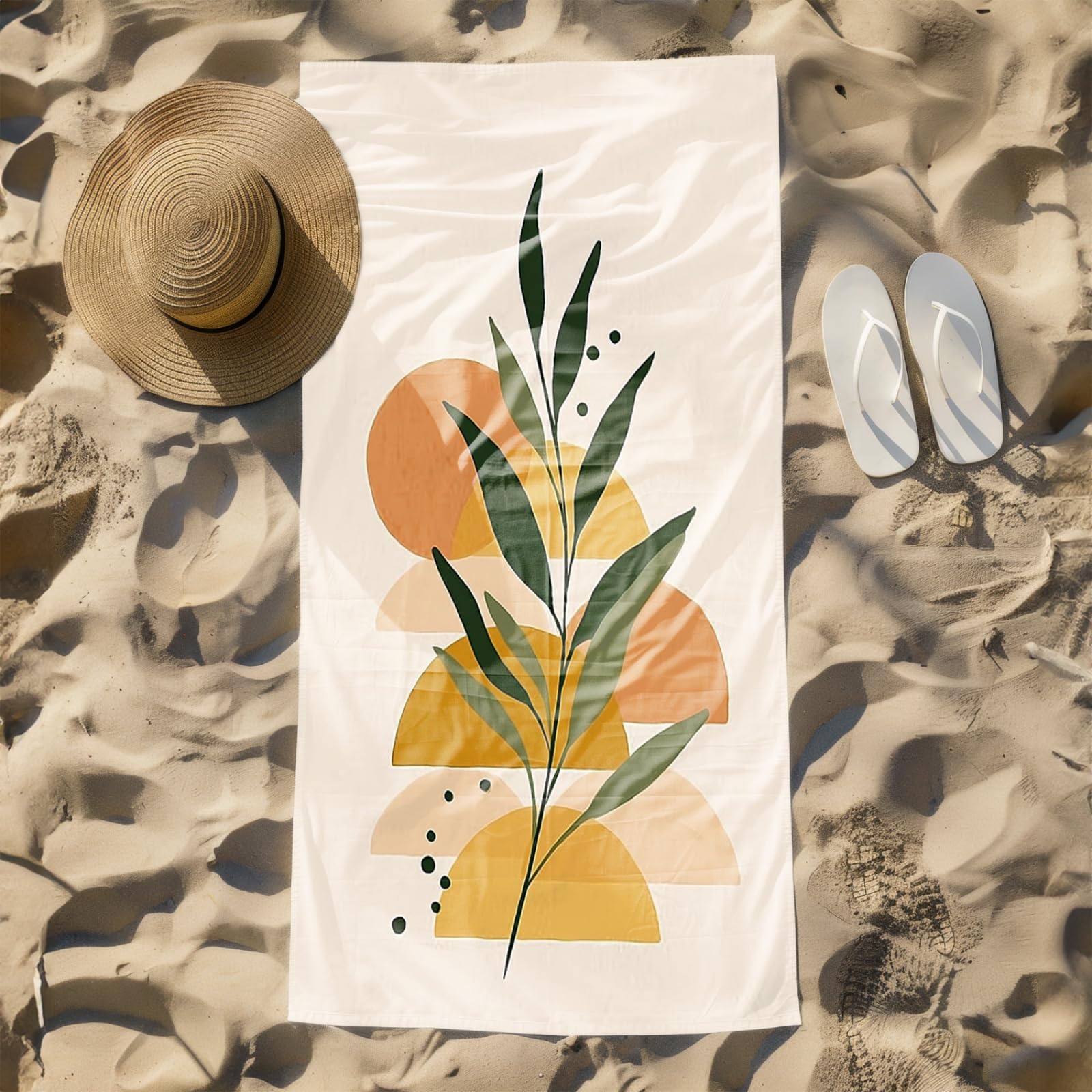 Generico Telo Mare Grande Xxl Giallo Verde | Antisabbia Leggero Assorbente e Compatto Sauna Viaggio Piscina Yoga Campeggio Donna Uomo