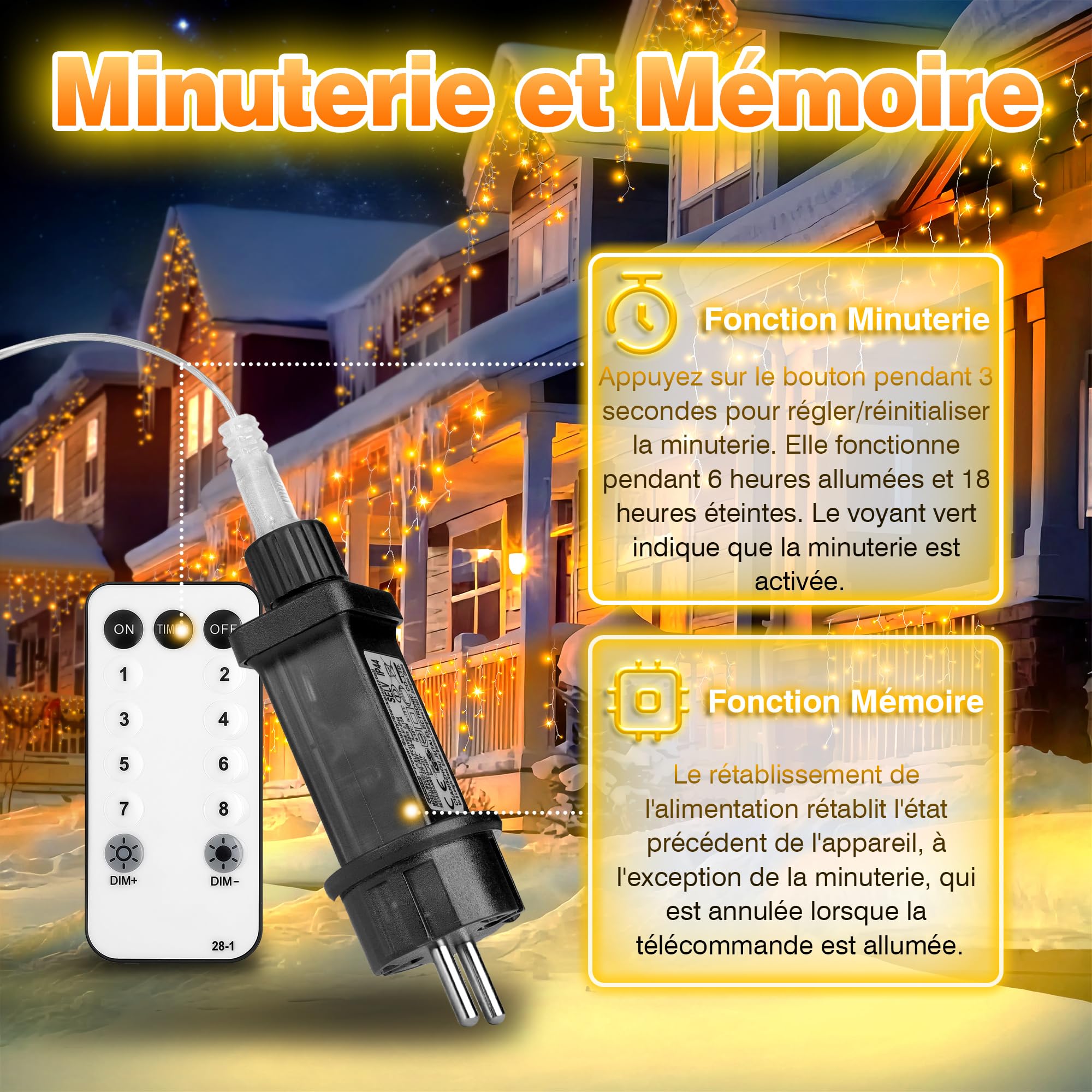 Xahpower 624 LED Guirlande Lumineuse, 18 m Lumières de Noël en Forme de Glaçon Cascade, 8 Modes, 4 Régler la Luminosité, Éclairage de Noël pour Mariage, Fenêtre, Jardin