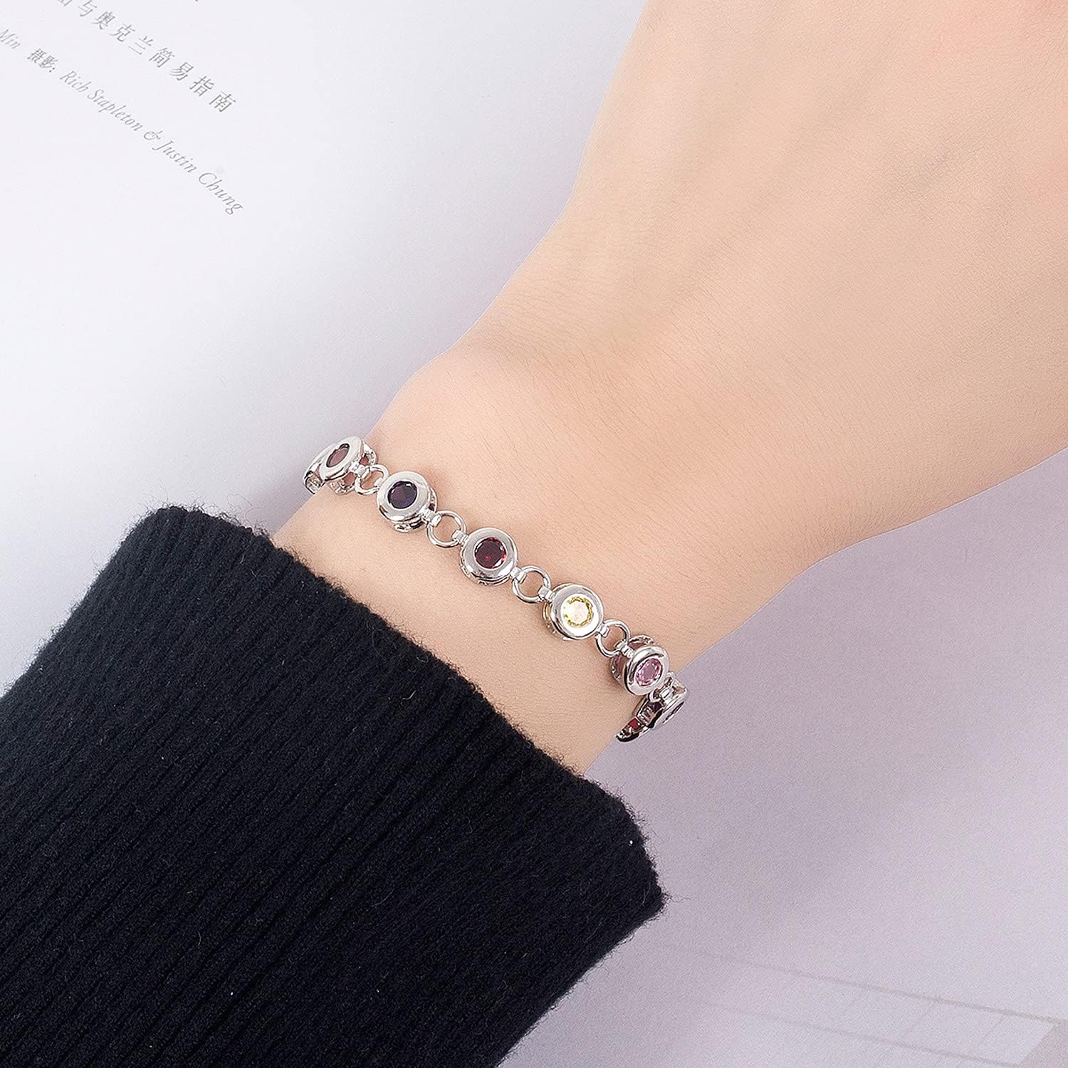 Dankadi Classic Tennis Bracelet 925 Sterling Silve For Women Elegant Cubic Zirconia Crystals Bangle 8 Inch Adjustable Charm Jewelry Gift - Image 4