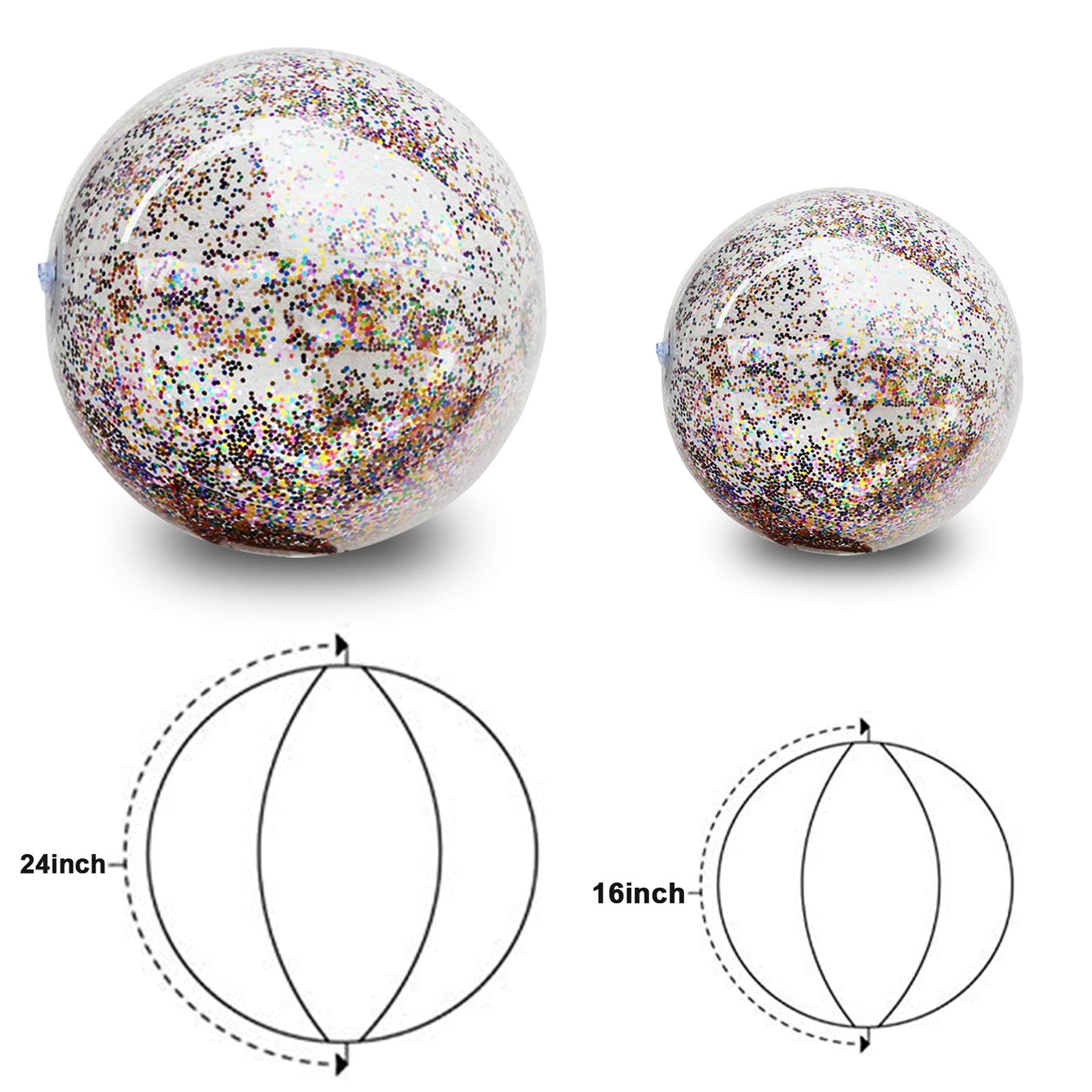 Glitter Beach Ball, Confetti Beach Ball, Inflatable Beach Ball Bulk