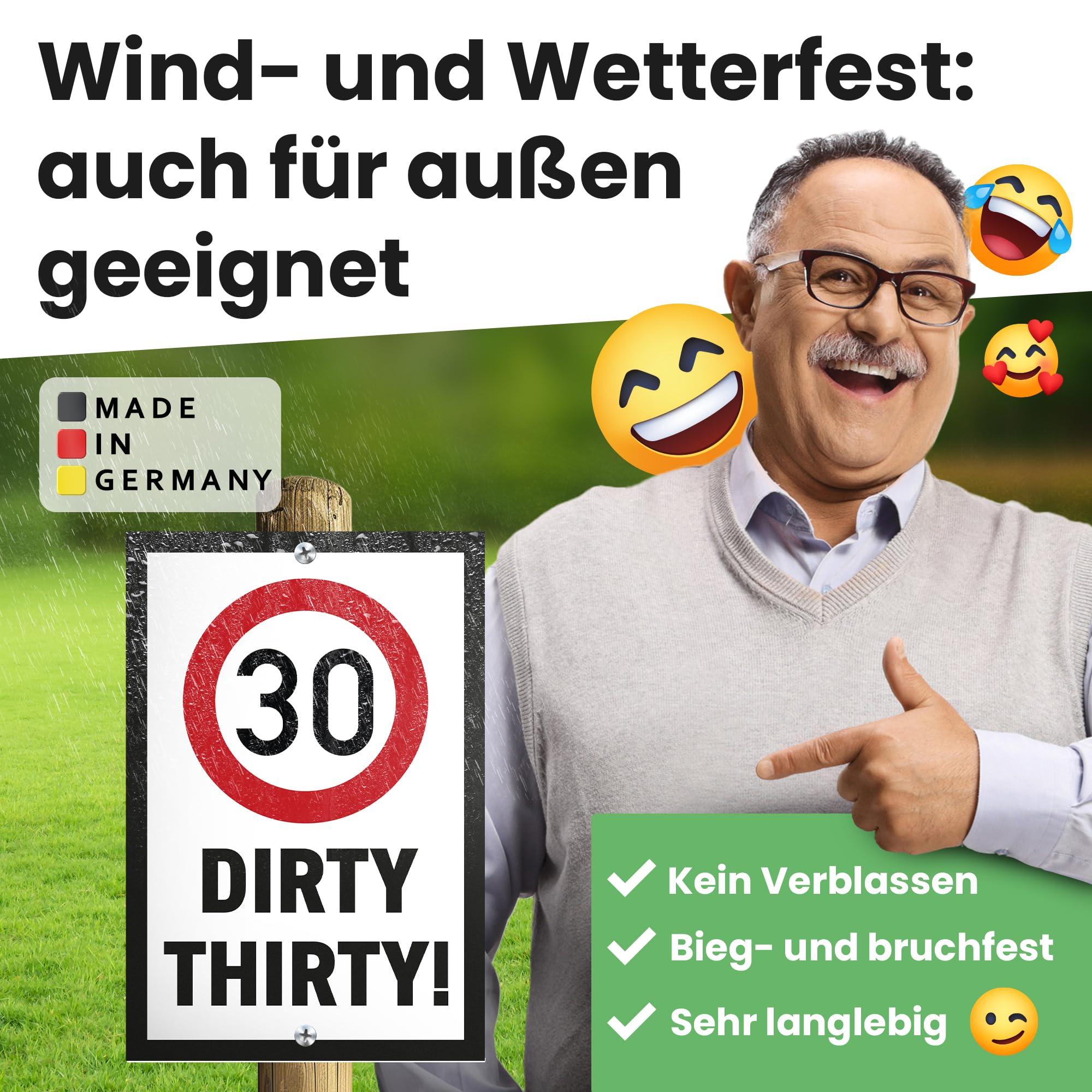 DankeDir! 30s Zone Dirty Thirty - Plastic Sign - 30 x 20 cm