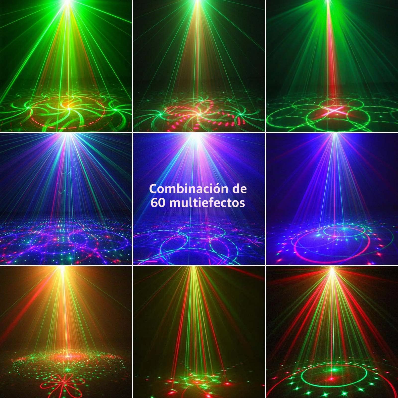 Luces de discoteca LED RGB con mando a distancia inalámbrico，Luces de fiesta con 60 combinaciones de iluminación Batería integrada y cable USB Adecuado para fiestas, discotecas, KTV, Halloween