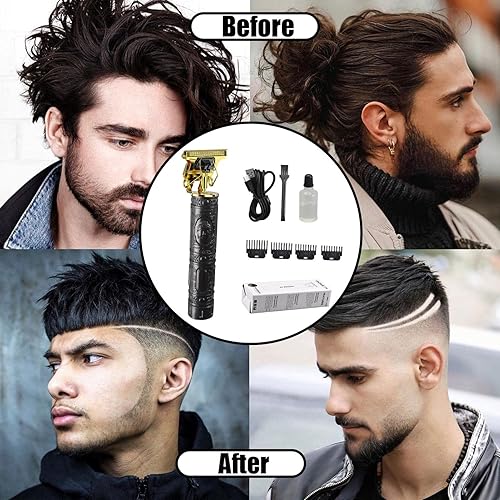 Miniatura 4 de Cortador de pelo con hoja en T para hombre, hoja de acero inoxidable, 4 peines de límite, fácil de usar, bajo ruido, batería de 2.5 horas de duración