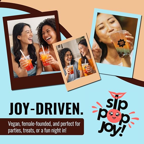 TeaJoy Bubble Tea Kit Classic & Brown Sugar (Makes 4 Drinks) | Milk Tea & Brown Sugar Tea Powders with Instant Tapioca Pearls | Just Add Milk & Ice | Vegan & Dairy-Free | Boba Straw & Cup
