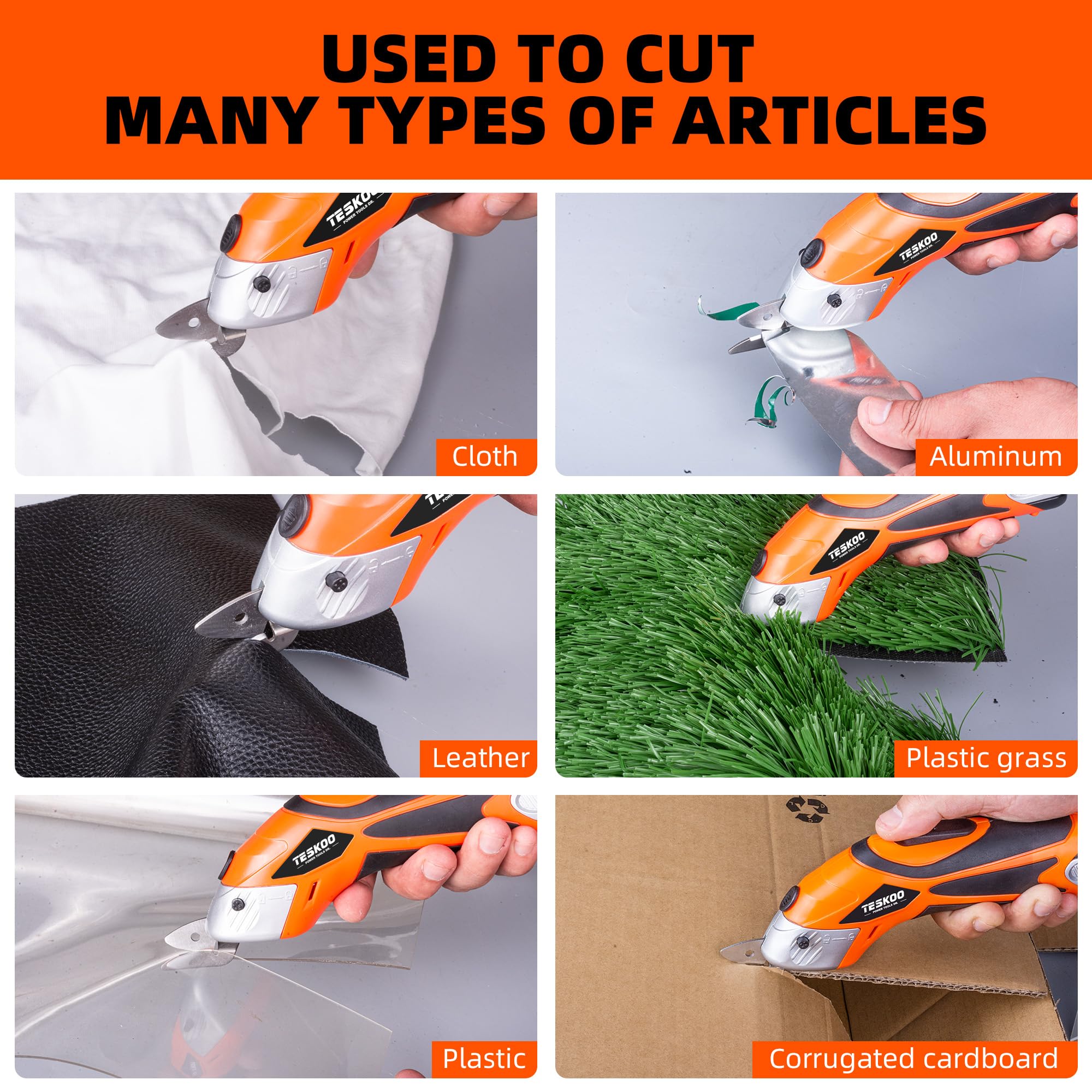 Teskoo Ciseaux électriques Energy avec Batterie Intégrée, Cutter électrique avec Multi-cutter au Lithium 3.6 V pour L'élagage du Cuir en Carton de Jardinage