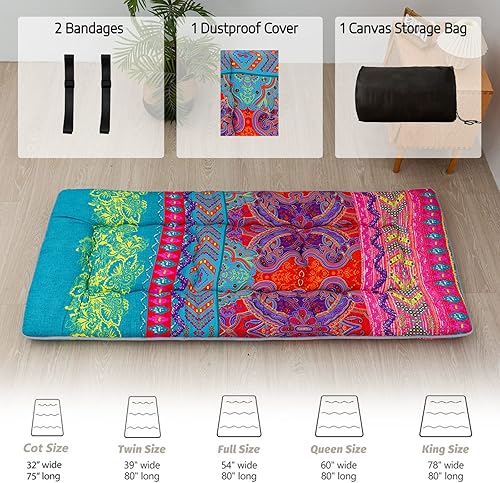 Miniatura 261 de Colchón futón japonés de piso gris constelación, de piso tatami, portátil, para acampar, para niños, sofá cama plegable enrollable con protector de