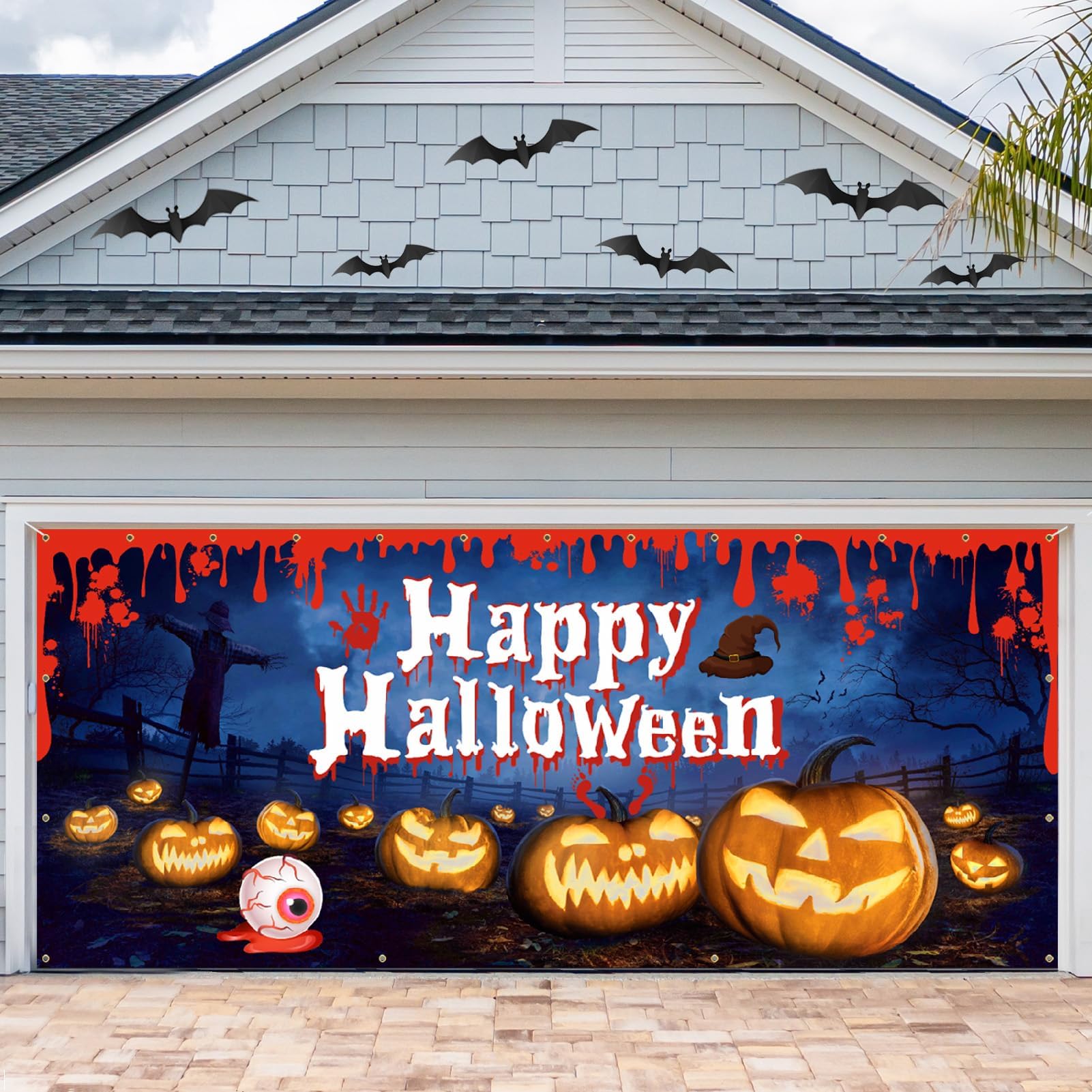 Amazon.com: Vlipoeasn Halloween Garage Door Decorations, 7 x 16 Ft ...