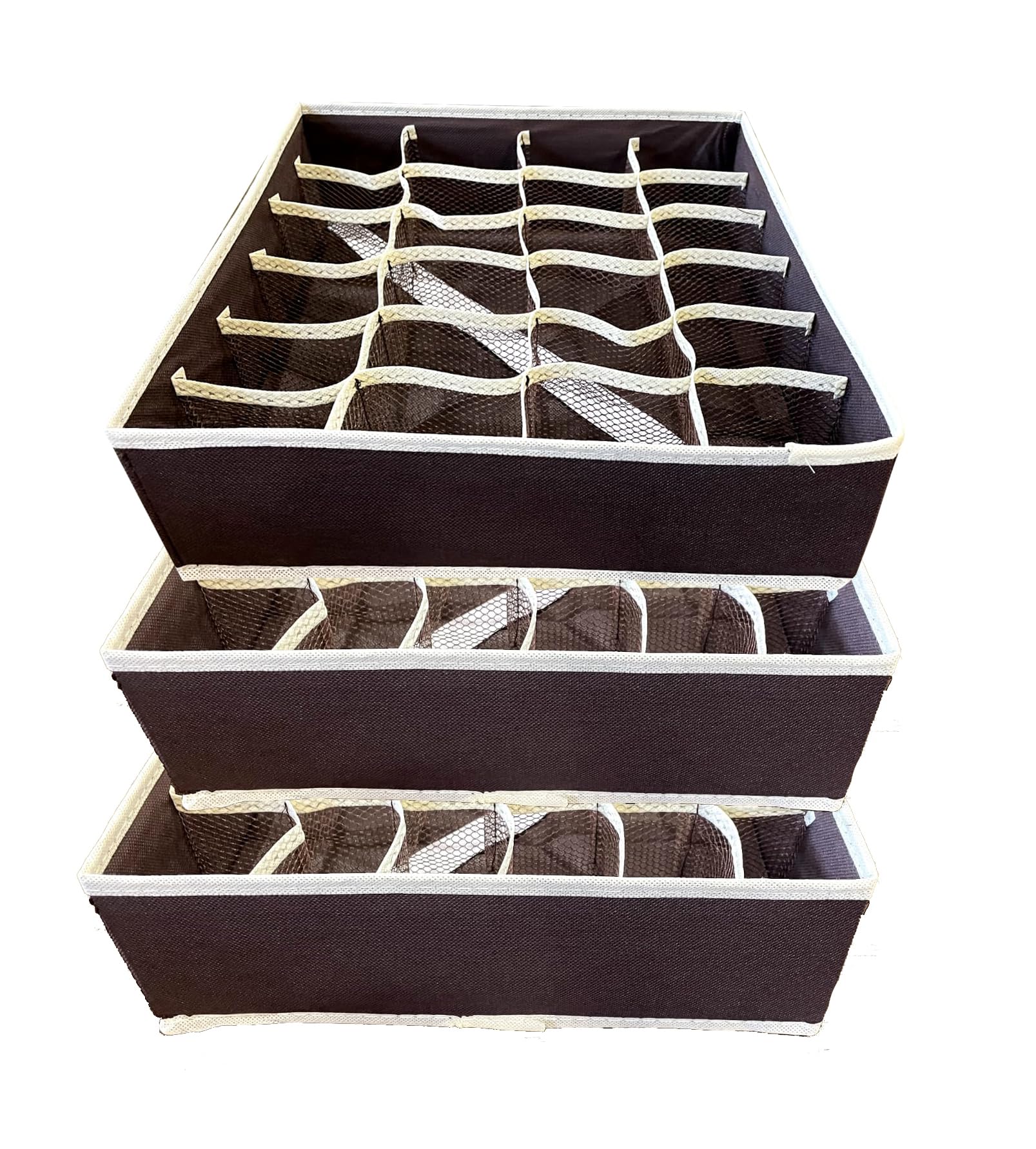 House of Quirk Non-Woven 3 Pack Closet Socks Organizer Drawer Divider,16 + 24 Cell Collapsible Closet Cabinet Organizer Underwear Utensils Storage Boxes For Storing Socks,Lingerie,Underwear-Brown (B0CCNMD229) Amazon Price History, Amazon Price Tracker