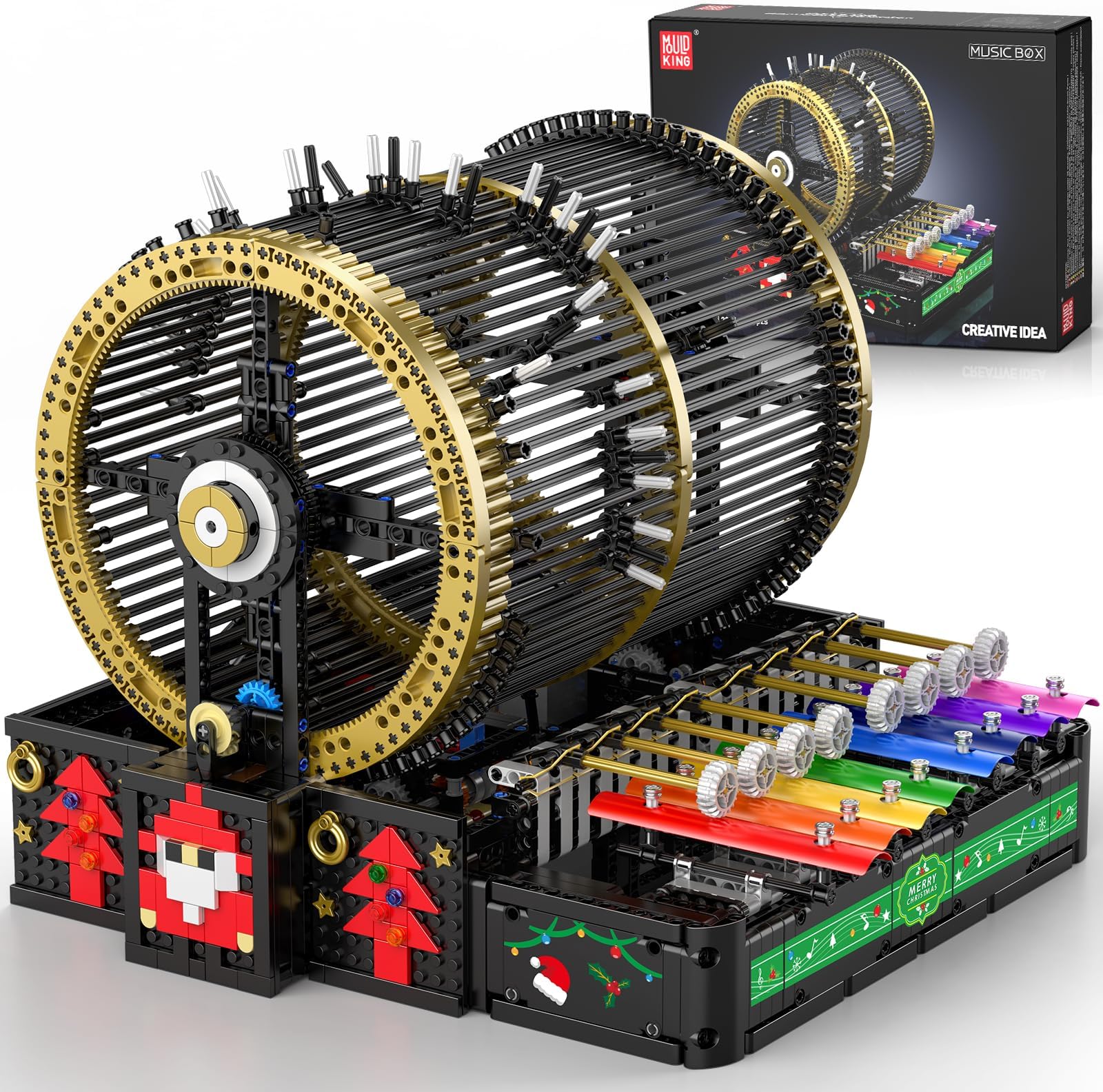 10170 Music Box Building Sets, 2344+ PCS DIY Mechanical Music Device with 4 Speed Adjustable Mode, Black Gold Design with Festive Patterns, Collectible Decoration Gift for Teens & Adults​