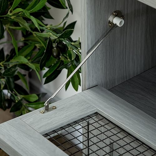 Miniatura 8 de HOMCOM Aparador de buffet, armario de cocina con cajón abatible de rejilla de metal, estante ajustable, armario decorativo para sala de estar, gris