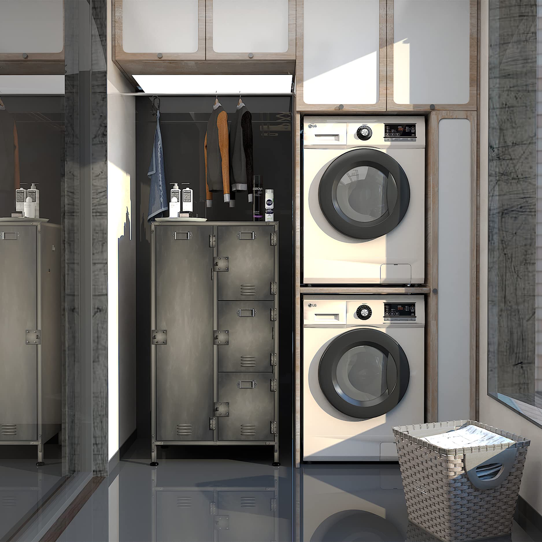 Yizosh Metal Locker with 4 Lockable Doors, Industrial Steel Storage Lockers for Employees - 55.1