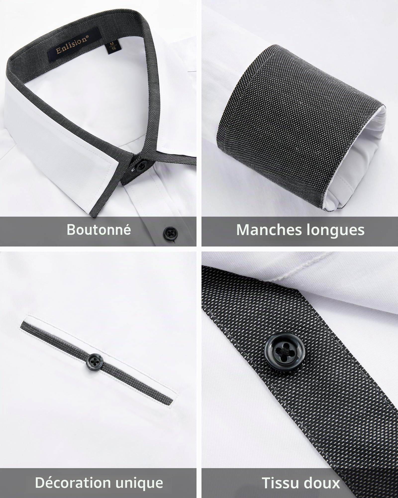 Enlision Chemises pour Hommes Habillées Manches Longues Chemise Casual Regular Fit Chemises