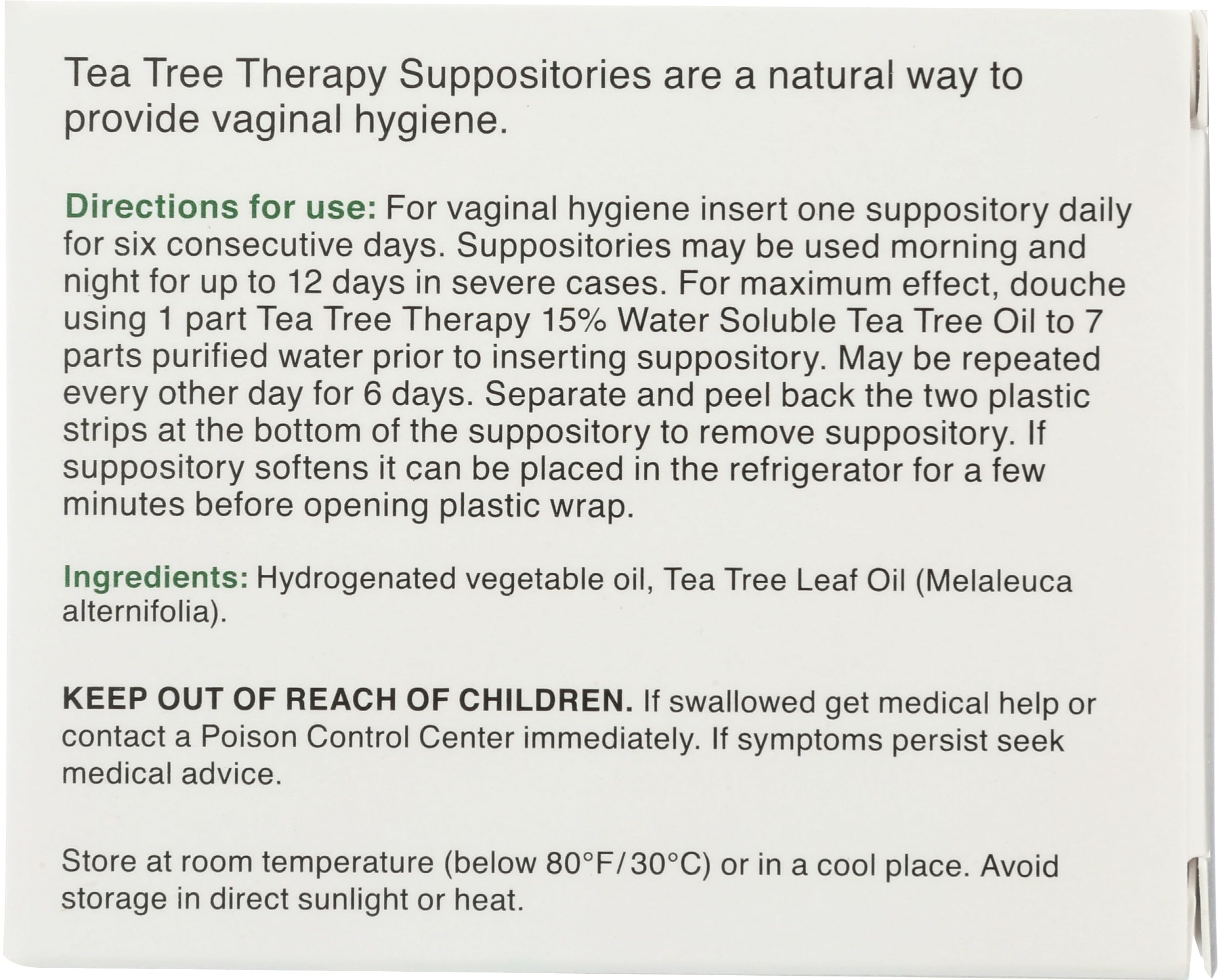 Tea Tree Therapy Vaginal Suppositories with Oil, 6 Count, White thumbnail 2