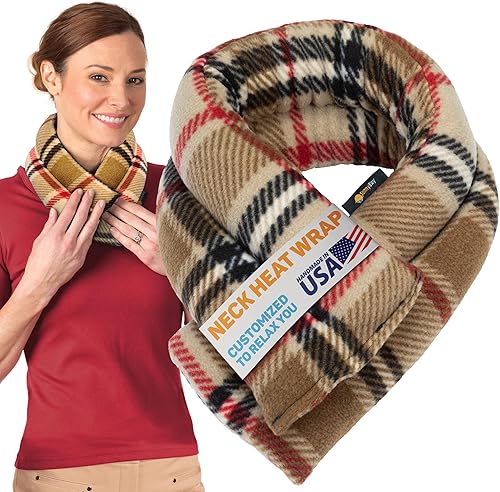 Sunnybay - Almohadilla de calentamiento para microondas para cuello y hombros - Paquetes calientes de semillas de lino para el dolor - Almohadilla