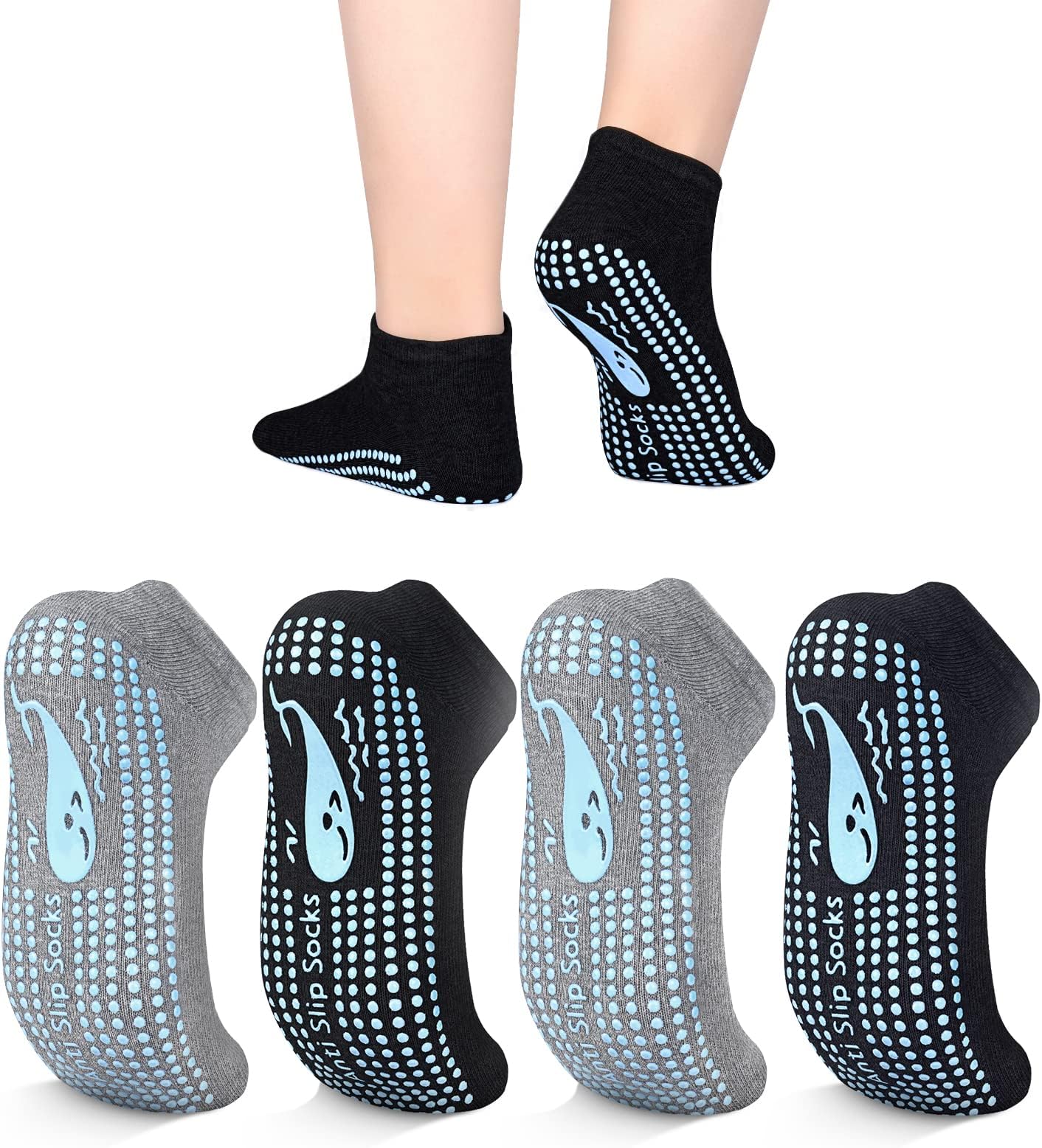 TENQUANWomens & Mens Non-slip Grip Socks for Yoga, Pilates, Hospital, Anti-skid Slipper Barre Socks for Home Workout Sports