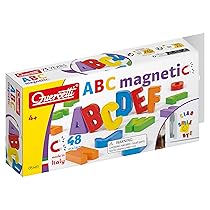 Quercetti Refill 48 Letters, Lettere Magnetiche per Bambini 4+ anni, Giochi Educativi, Giochi Magnetici per Bambini Colorati Ideale per Lavagna Magnetica, Made in Italy