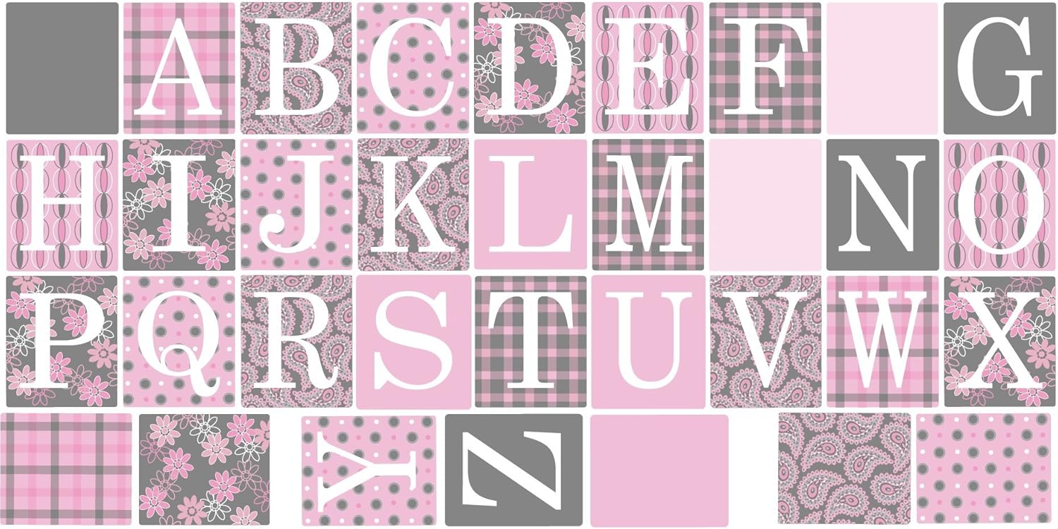 Wall Decals Alphabet Blocks in Millennial Pink and Gray