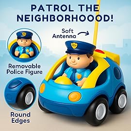 Liberty Imports My First Cartoon RC Remote Control Cars for Toddlers Ages 1-3, Radio Control Toy for Baby, Kids 18 Months+ (Police Car)