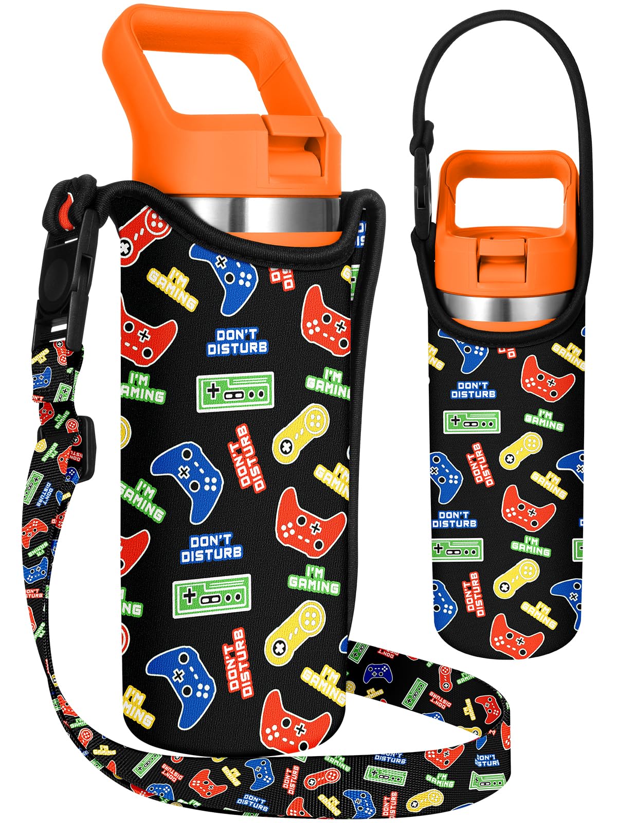 Miss Adola Water Bottle Carrier with Strap - Handheld Kids Water Bottle Holder for 10-16 oz / 14-20 oz Cute Cartoon Design Neoprene Crossbody Bottle