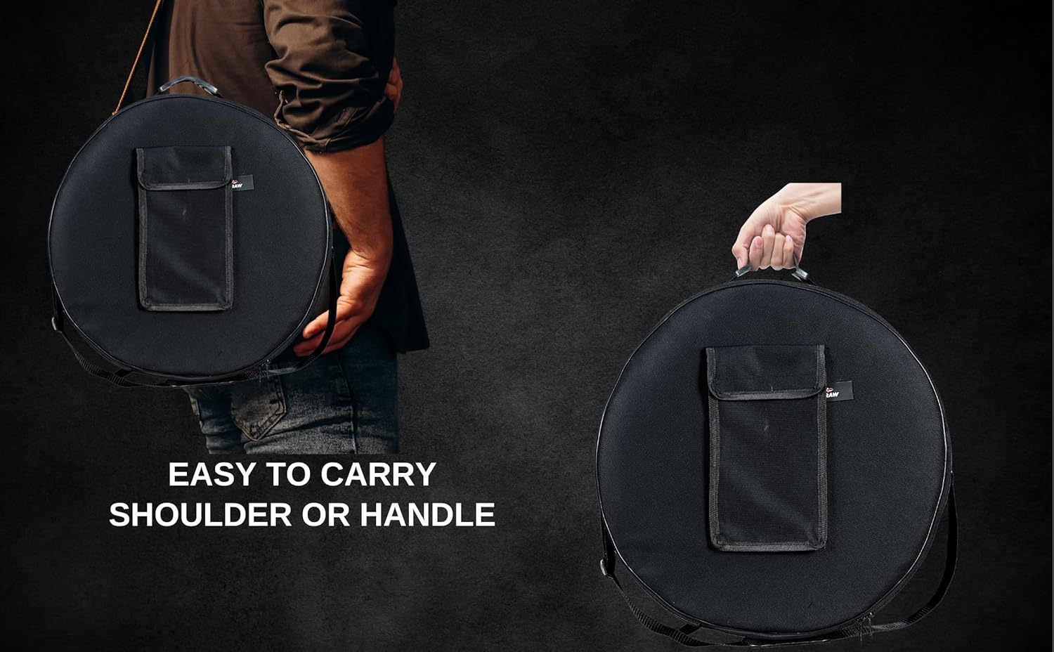 Shamanic Drum Bag, Bodhran Drum Bag, Handmade Frame Drum Bag, Hand Drum Protection, Waterproof Drum Cases (Black, 18 Inches X 3 Inches)