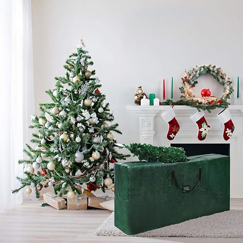 Miniatura 7 de Goplus Bolsa de almacenamiento grande para árbol de Navidad, se adapta a árboles de Navidad desmontados de hasta 9 pies, bolsa de árbol con 2 asas