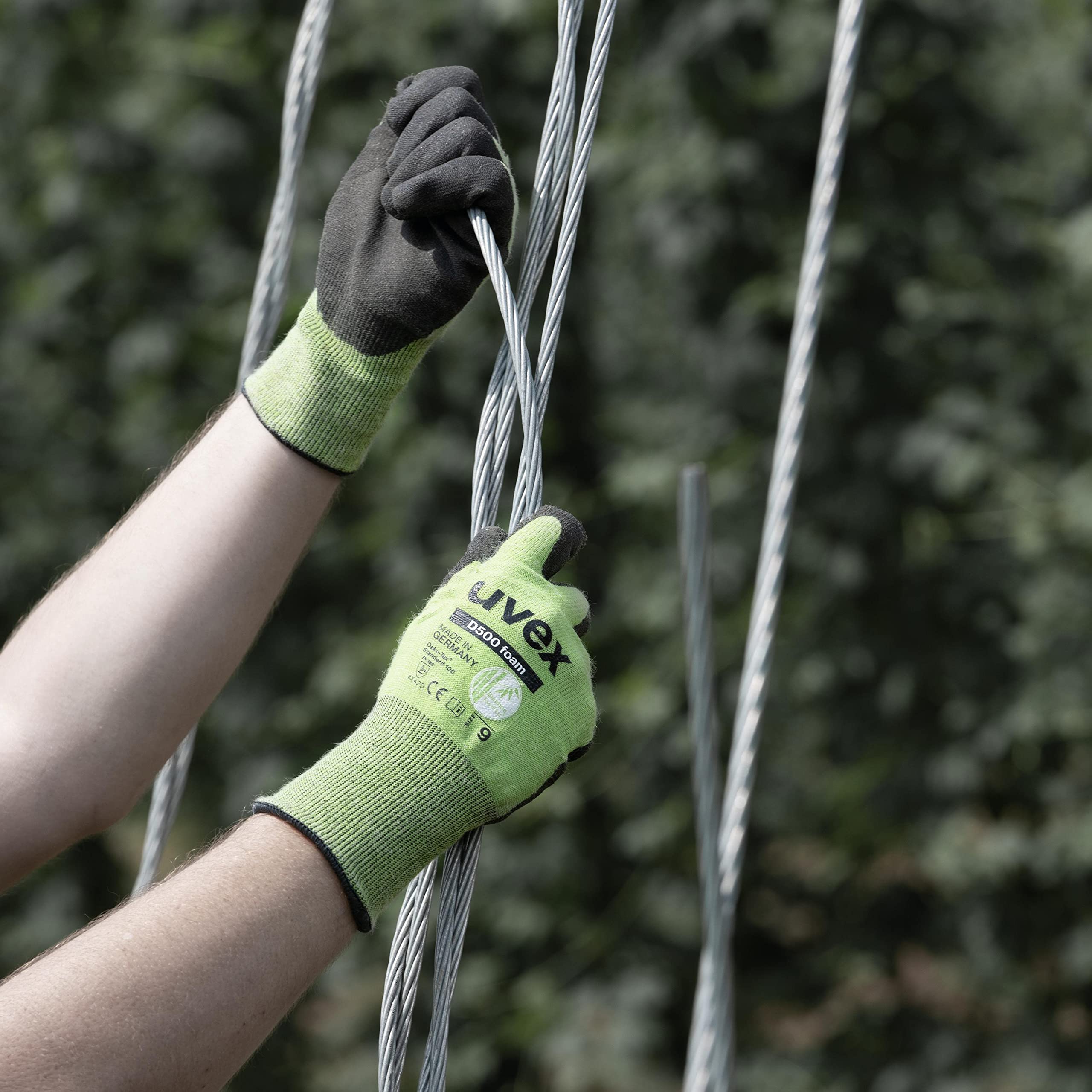 Guantes de protección de espuma Uvex D500 - Guantes de seguridad resistentes a cortes con revestimiento de agarre