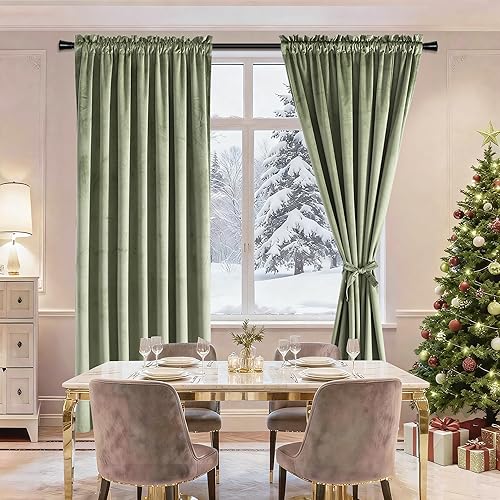 Miniatura 334 de Cortinas de terciopelo JIUZHEN, cortinas opacas suaves de terciopelo retro para dormitorio, cortinas elegantes con reducción de ruido y Rosa