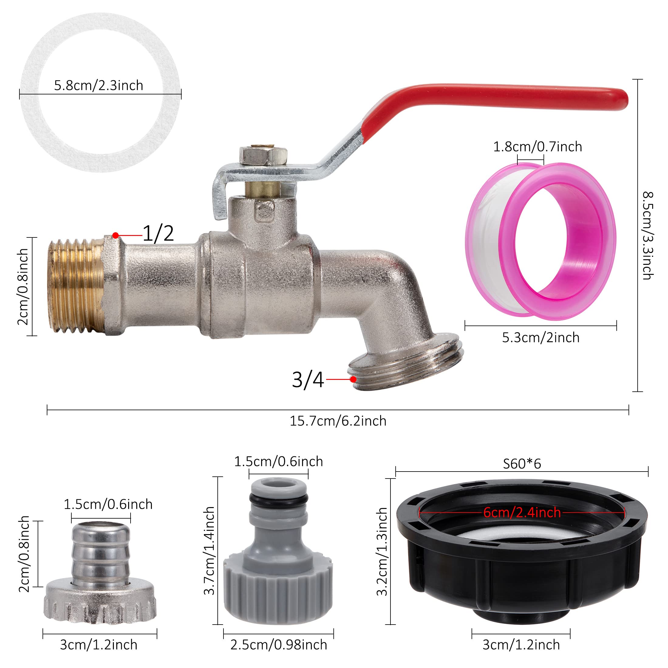 Adattatori IBC S60x6 Filettatura Grossa Connettori Tubi Acqua - Foto 6