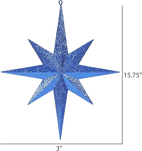 Vista 70 de Vickerman Adorno de Navidad de estrella de Belén con purpurina iridiscente de oro rosa de 8 pulgadas, 4 por caja