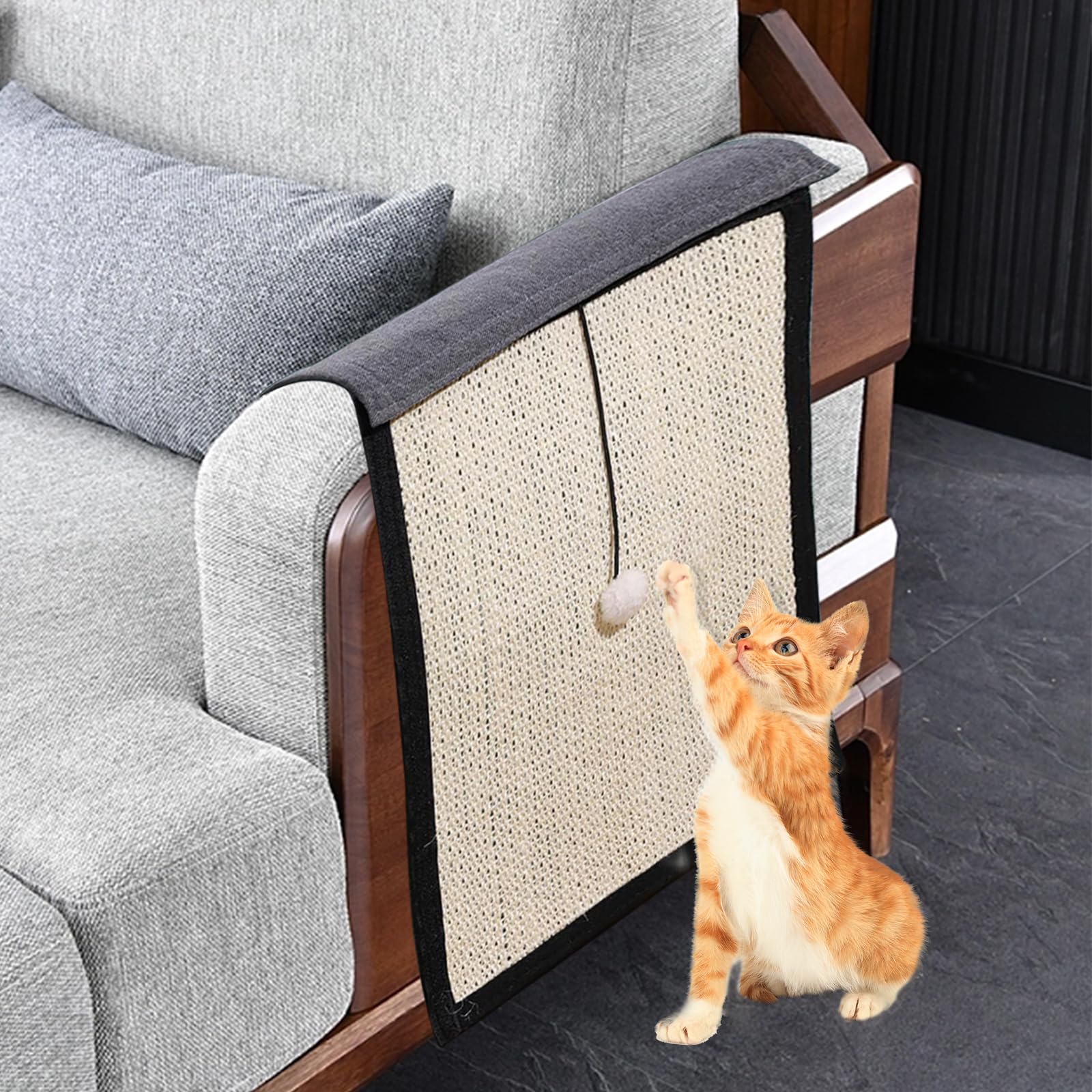 Tappeto Tiragraffi Per Divano In Sisal - Protezione Angoli Per Gatti, Naturale E Lavabile - Foto 4