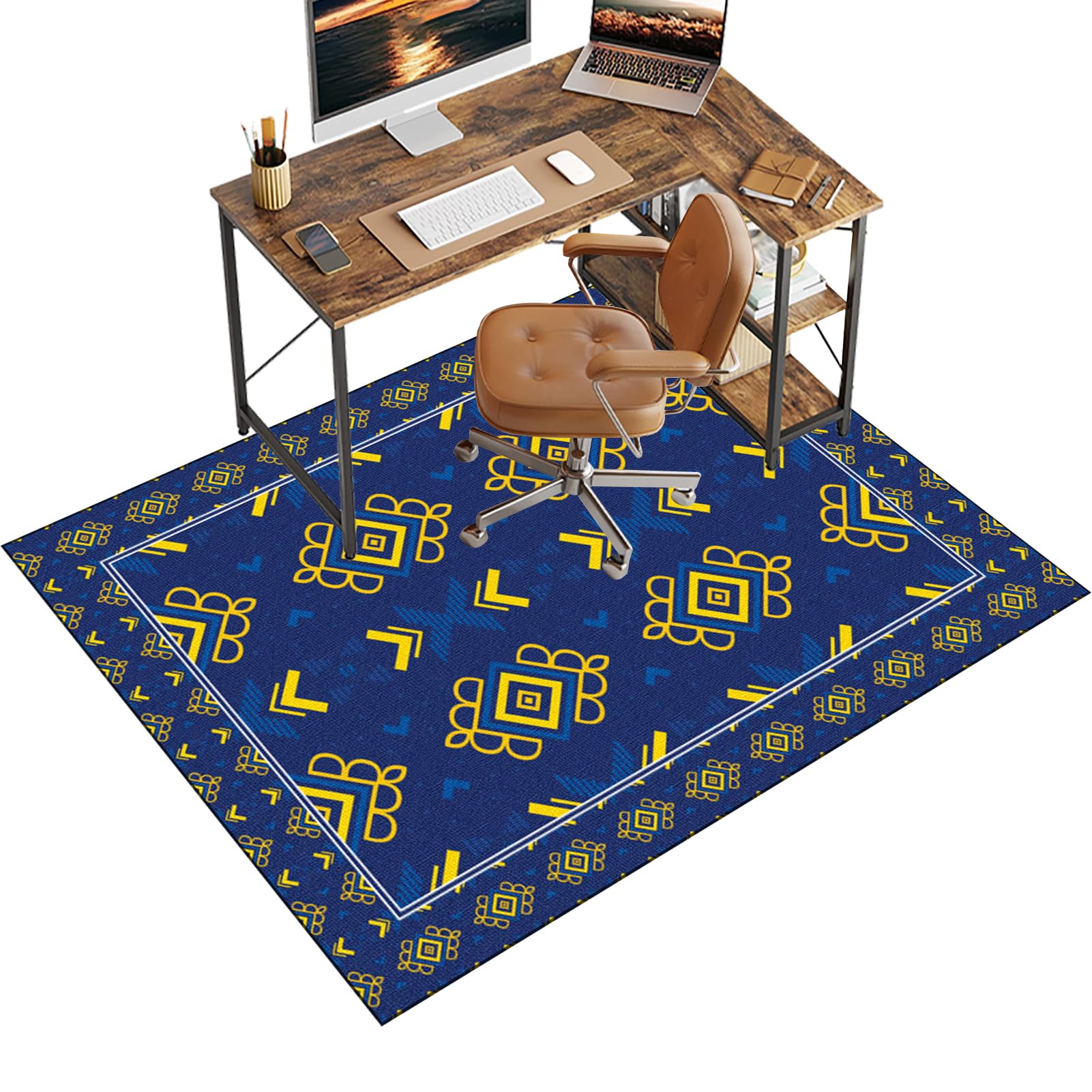 Chair Mat for Carpet Floor, 130 x 160 cm Office Chair Mat for Hardwood Floors, Multi-Purpose Carpet Protector for Home & Office, Desk Chair Mat for Rolling Chair, Anti-skidding Stop Noise Vintage Rug