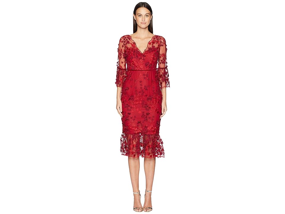 

Marchesa Notte 3/4 Sleeve Embroidered 3D Floral Dress (Red) Women's Dress, Marchesa Notte 3/ Sleeve Embroidered 3D Floral Dress (Red) Women's Dress, Marchesa Notte 3/4 Sleeve Embroidered 3D Floral Dress (Red) Women's Dress