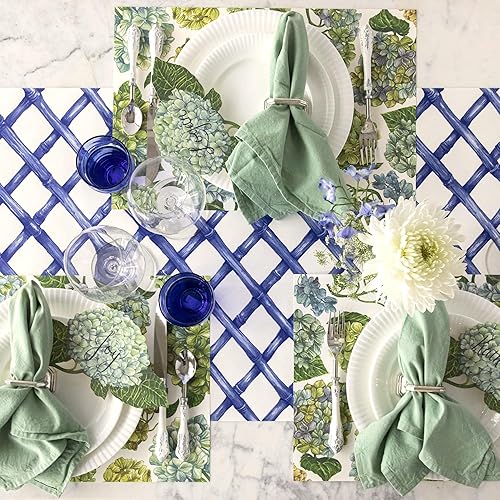 Miniatura 4 de Hydrangeas - Manteles individuales de papel para mesa de comedor, manteles individuales desechables florales para la temporada de primavera y