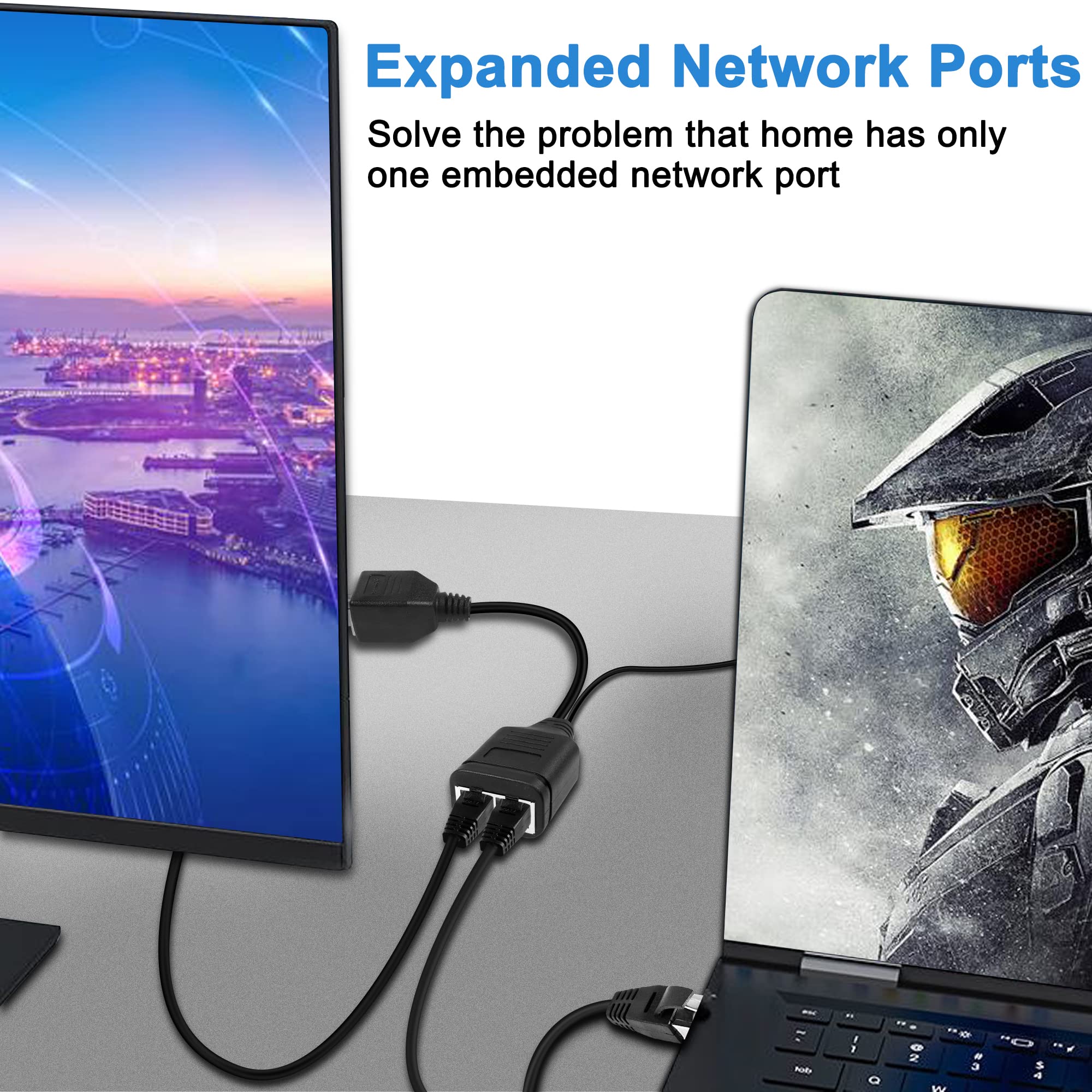 Répartiteur Ethernet 1 à 4 Ports RJ45 - 100Mbps, Alimentation USB, Pour Cat5/6/7/8