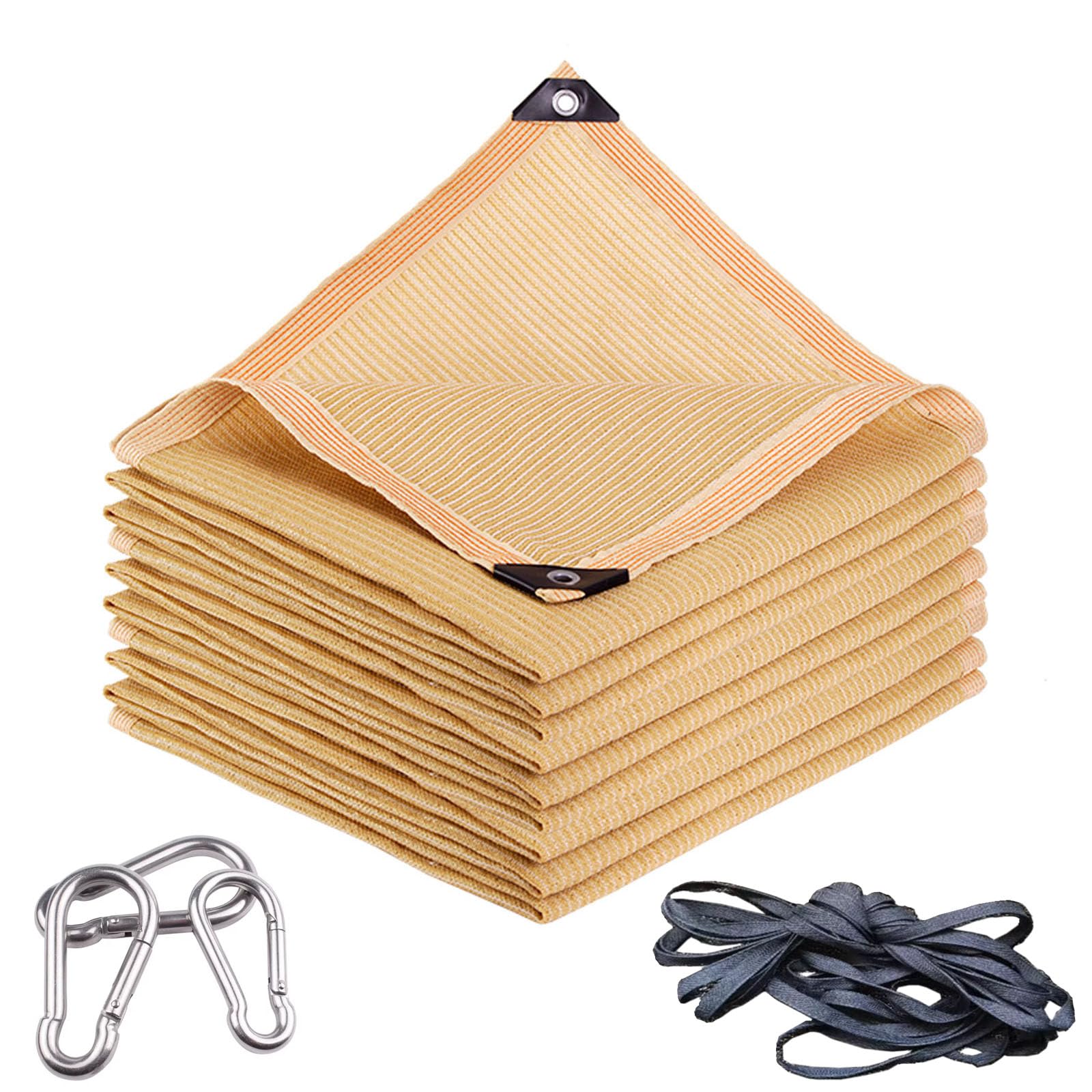 WQPMNYG Waterproof Rectangle Shade Sail 95% UVResistant Sunshade Canopy Breathable Awning with Grommets Includes Hooks & Rope Beige (2m x 15m) Perfect for Outdoor Protection
