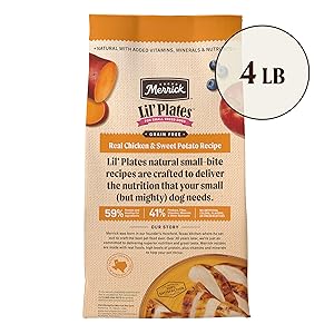 Merrick Lil Plates Premium Grain Free Dry Dog Food For Small Dogs, Real Chicken And Sweet Potato Kibble - 4.0 lb. Bag