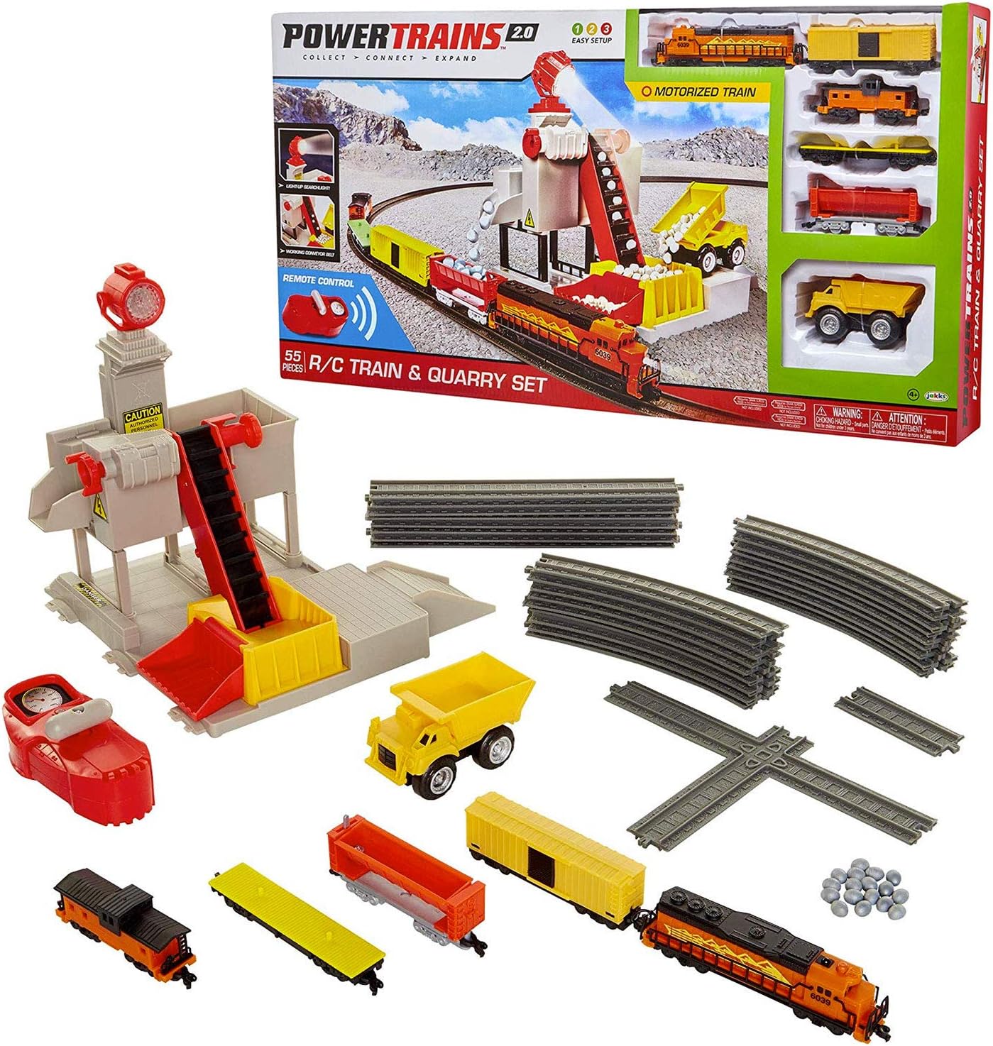 Power Trains R/C Train & Quarry Set, Motorized Electronic Train Set for Boys or Girls with 55 Pieces Including Remote Control