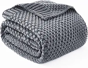 Topcee Knitted Weighted Blanket - 48"x72" 12lbs Cooling Chunky Knit Heavy Blanket for Adults Cable Yarn Knit Decorative No Beads Soft, Cozy and Cooling Weighted Throw Blankets Machine Washable