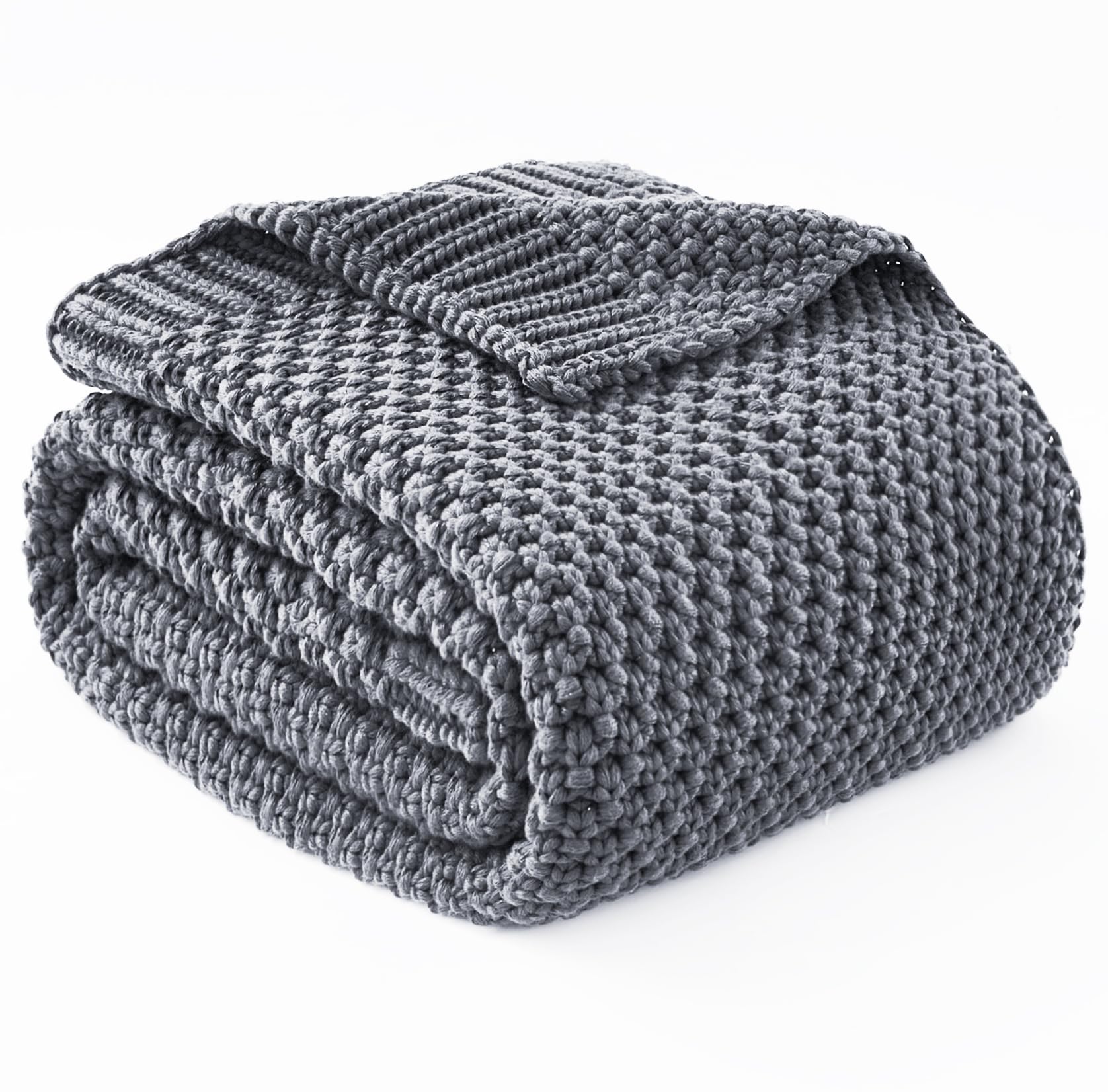 Topcee Knitted Weighted Blanket - 50"x60" 10lbs Cooling Chunky Knit Heavy Blanket for Adults Cable Yarn Knit Decorative No Beads Soft, Cozy and Cooling Weighted Throw Blankets Machine Washable