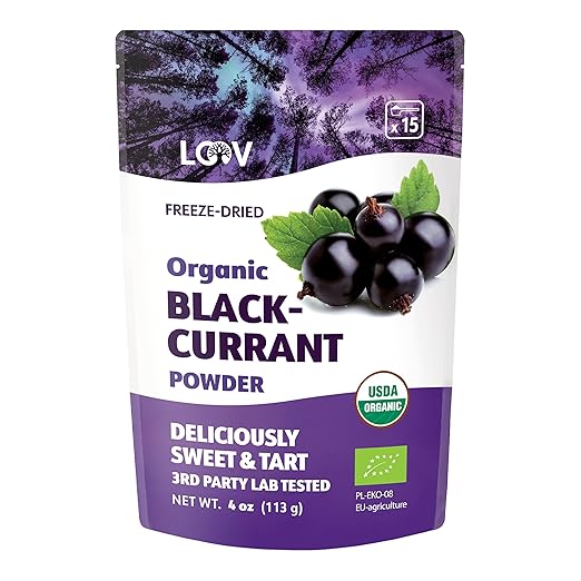 Organic Blackcurrant Powder, 4 Oz, 14-day Supply, Freeze-Dried, from Northern Europe, No Added Sugar, Raw