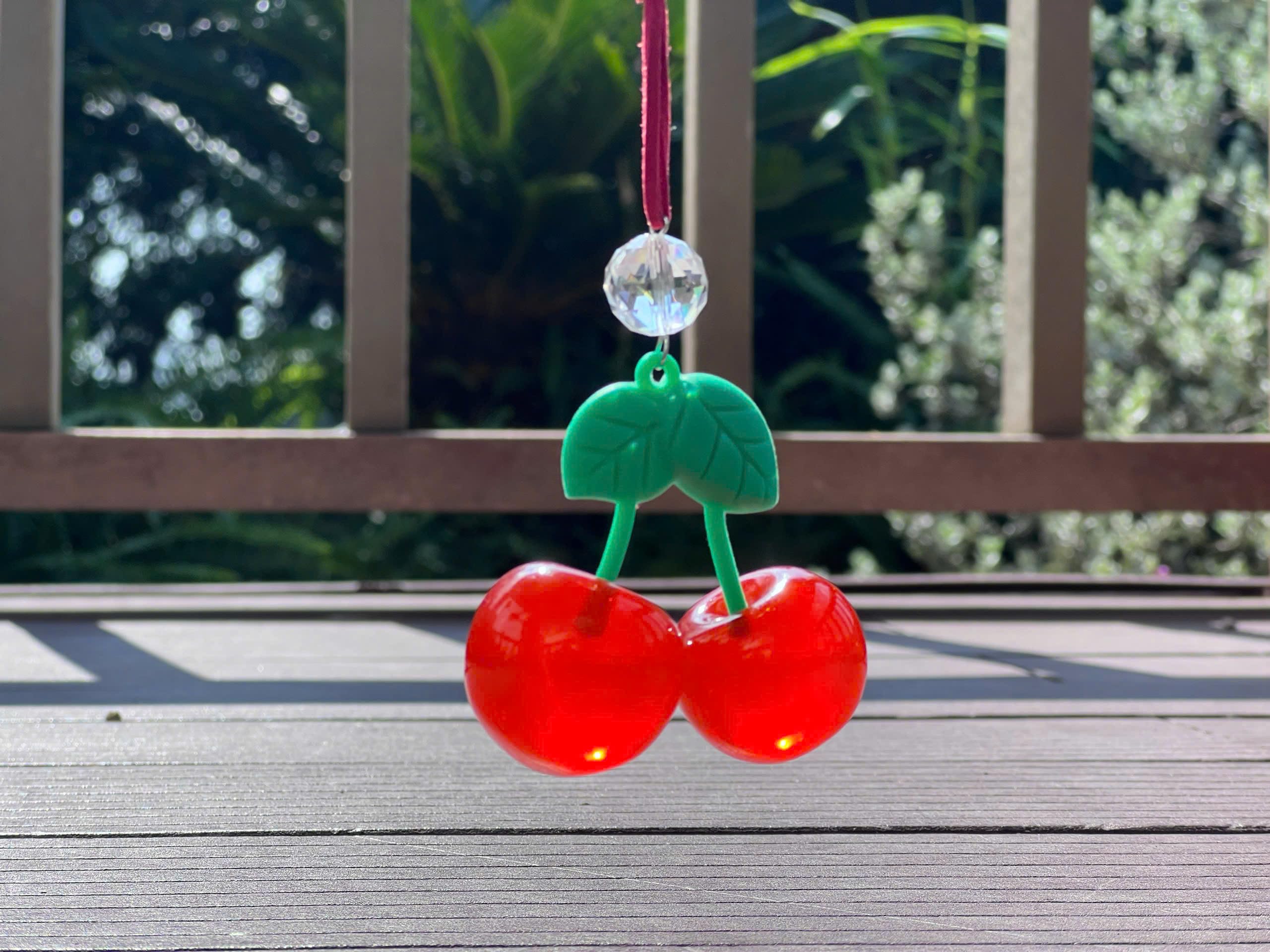 Amazon.com: Cherry Car Charm – Sparkly Crystal Rearview Mirror