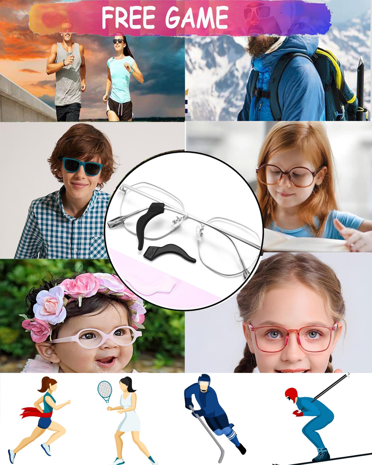 Pinzas de silicona para anteojos, agarre de oreja, retenedor de gafas deportivas, ganchos para las orejas