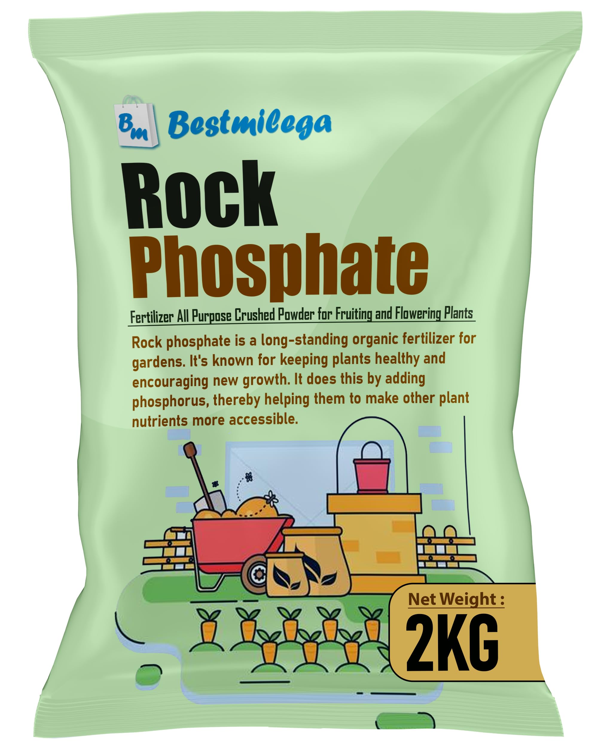 BEST MILEGA Rock Phosphate Fertilizer for All Plants/Rock Phosphate fertilizers for plants home garden 2kg