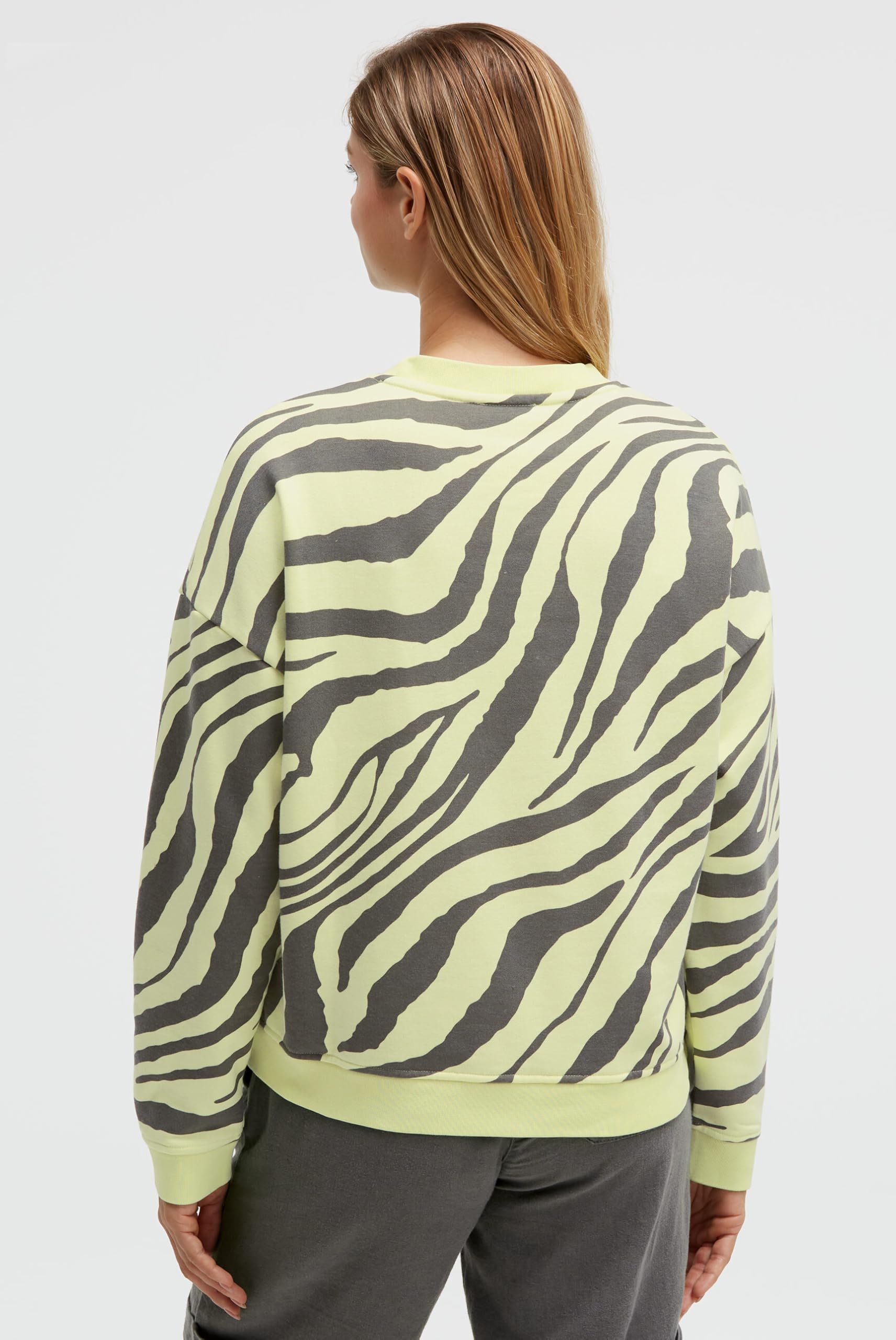SOCCX Damen Sweatshirt mit Zebra-All-Over-Print
